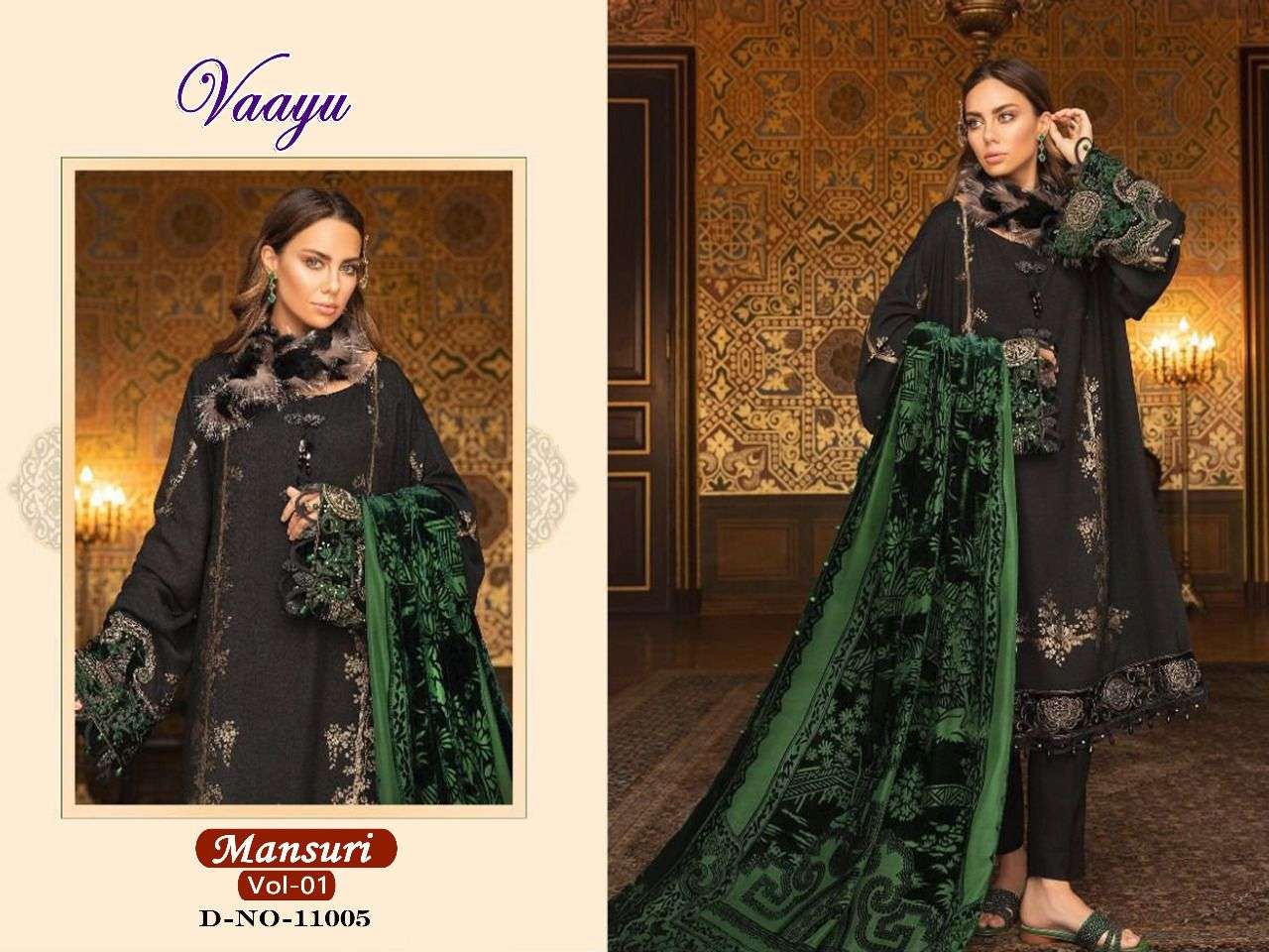 MANSURI VOL-1 BY VAAYU 11001 TO 11006 SERIES DESIGNER PAKISTANI SUITS BEAUTIFUL STYLISH FANCY COLORFUL PARTY WEAR & OCCASIONAL WEAR COTTON PRINT WITH EMBROIDERED DRESSES AT WHOLESALE PRICE