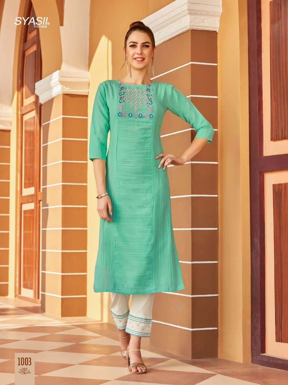 MATIC BY SYASII 1001 TO 1006 SERIES DESIGNER STYLISH FANCY COLORFUL BEAUTIFUL PARTY WEAR & ETHNIC WEAR COLLECTION PURE COTTON EMBROIDERY KURTIS AT WHOLESALE PRICE
