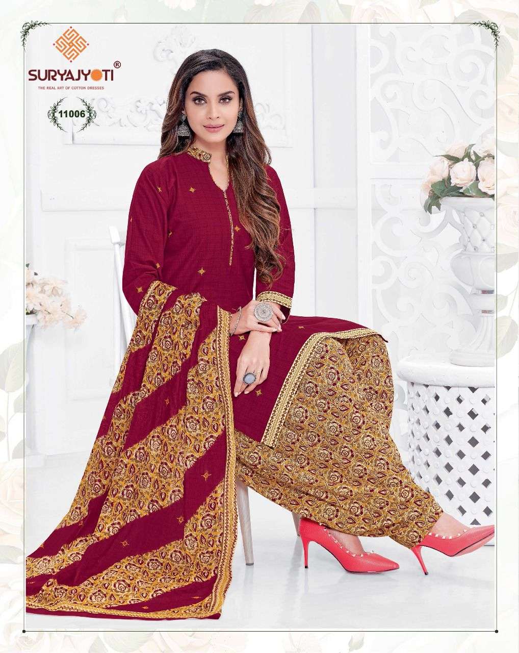 SUI DHAGA VOL-11 BY SURYAJYOTI 11001 TO 11030 SERIES BEAUTIFUL PATIYALA SUITS STYLISH FANCY COLORFUL PARTY WEAR & OCCASIONAL WEAR COTTON PRINT DRESSES AT WHOLESALE PRICE