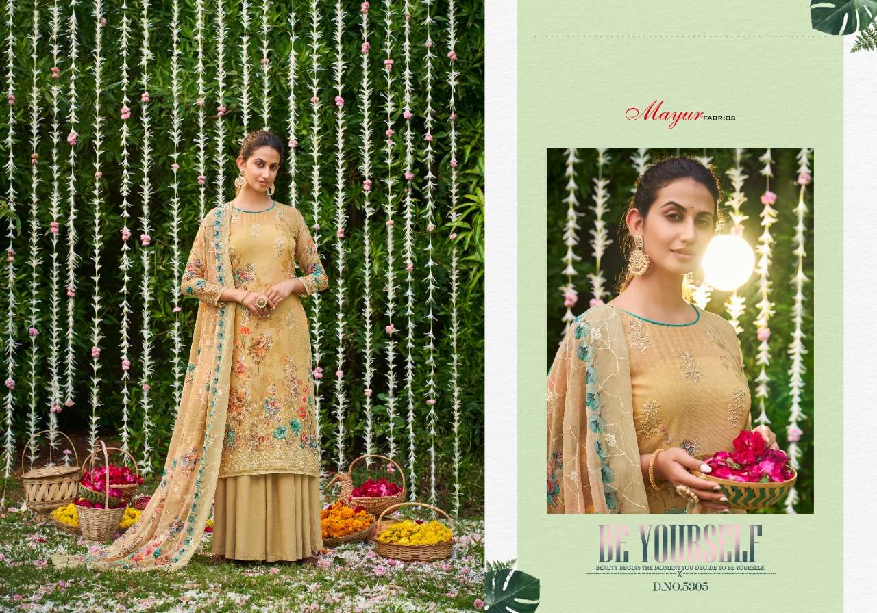 ZARNAA BY MAYUR FABRICS 5301 TO 5308 SERIES BEAUTIFUL STYLISH SHARARA SUITS FANCY COLORFUL CASUAL WEAR & ETHNIC WEAR & READY TO WEAR GEORGETTE DIGITAL PRINTED DRESSES AT WHOLESALE PRICE