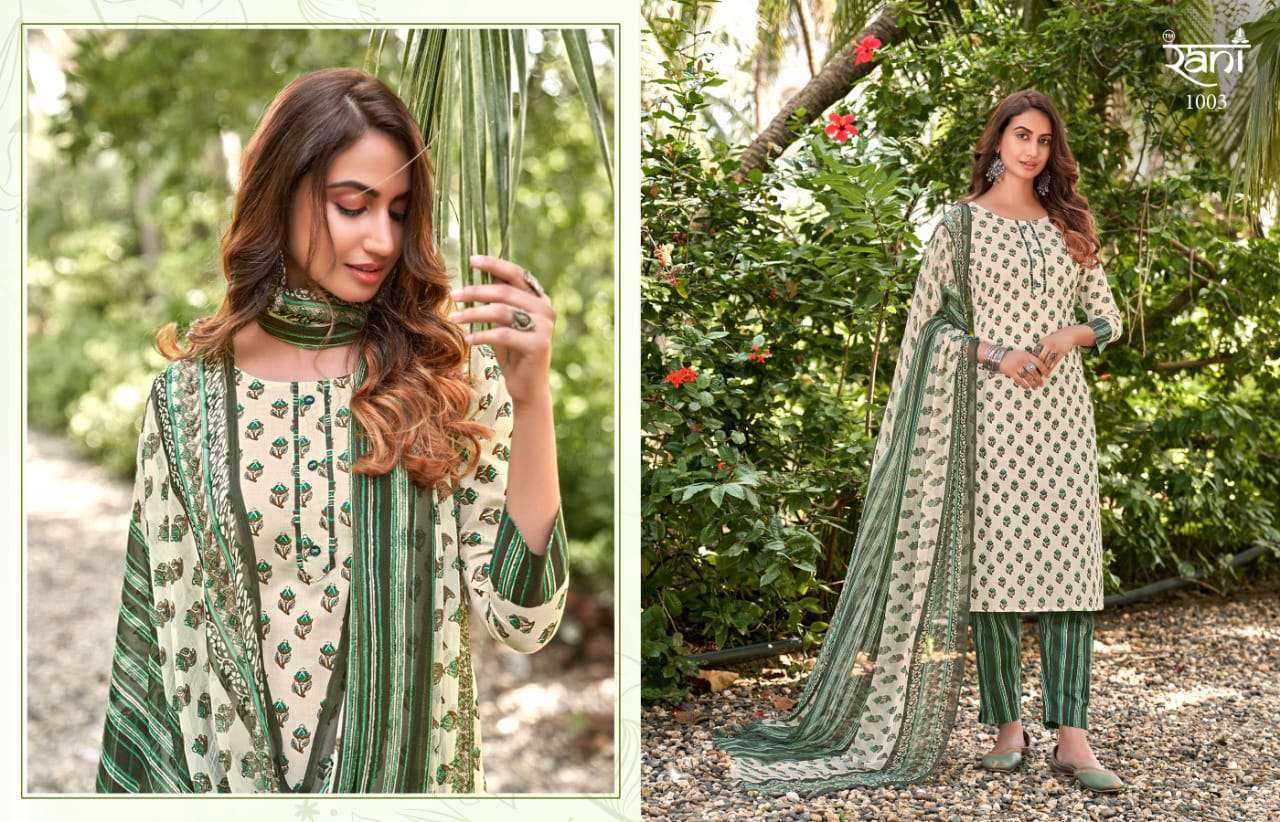 KASHVI BY RANI FASHION 1001 TO 1012 SERIES BEAUTIFUL STYLISH SUITS FANCY COLORFUL CASUAL WEAR & ETHNIC WEAR & READY TO WEAR PURE COTTON PRINTED DRESSES AT WHOLESALE PRICE