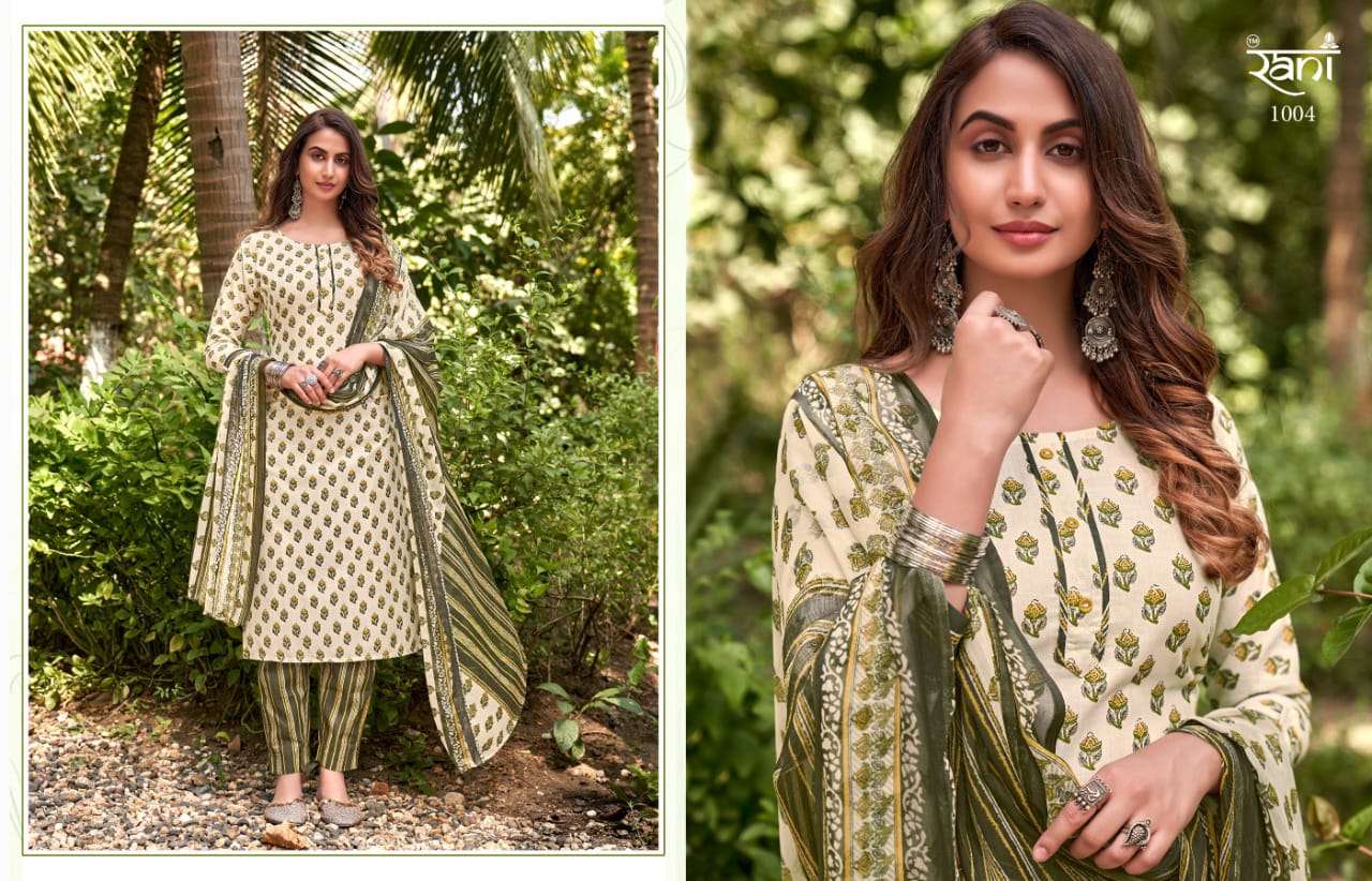 KASHVI BY RANI FASHION 1001 TO 1012 SERIES BEAUTIFUL STYLISH SUITS FANCY COLORFUL CASUAL WEAR & ETHNIC WEAR & READY TO WEAR PURE COTTON PRINTED DRESSES AT WHOLESALE PRICE