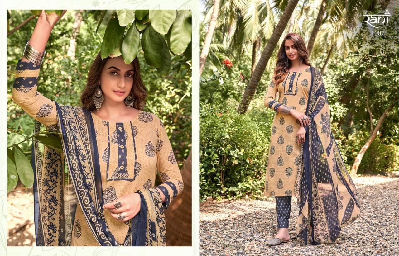 KASHVI BY RANI FASHION 1001 TO 1012 SERIES BEAUTIFUL STYLISH SUITS FANCY COLORFUL CASUAL WEAR & ETHNIC WEAR & READY TO WEAR PURE COTTON PRINTED DRESSES AT WHOLESALE PRICE