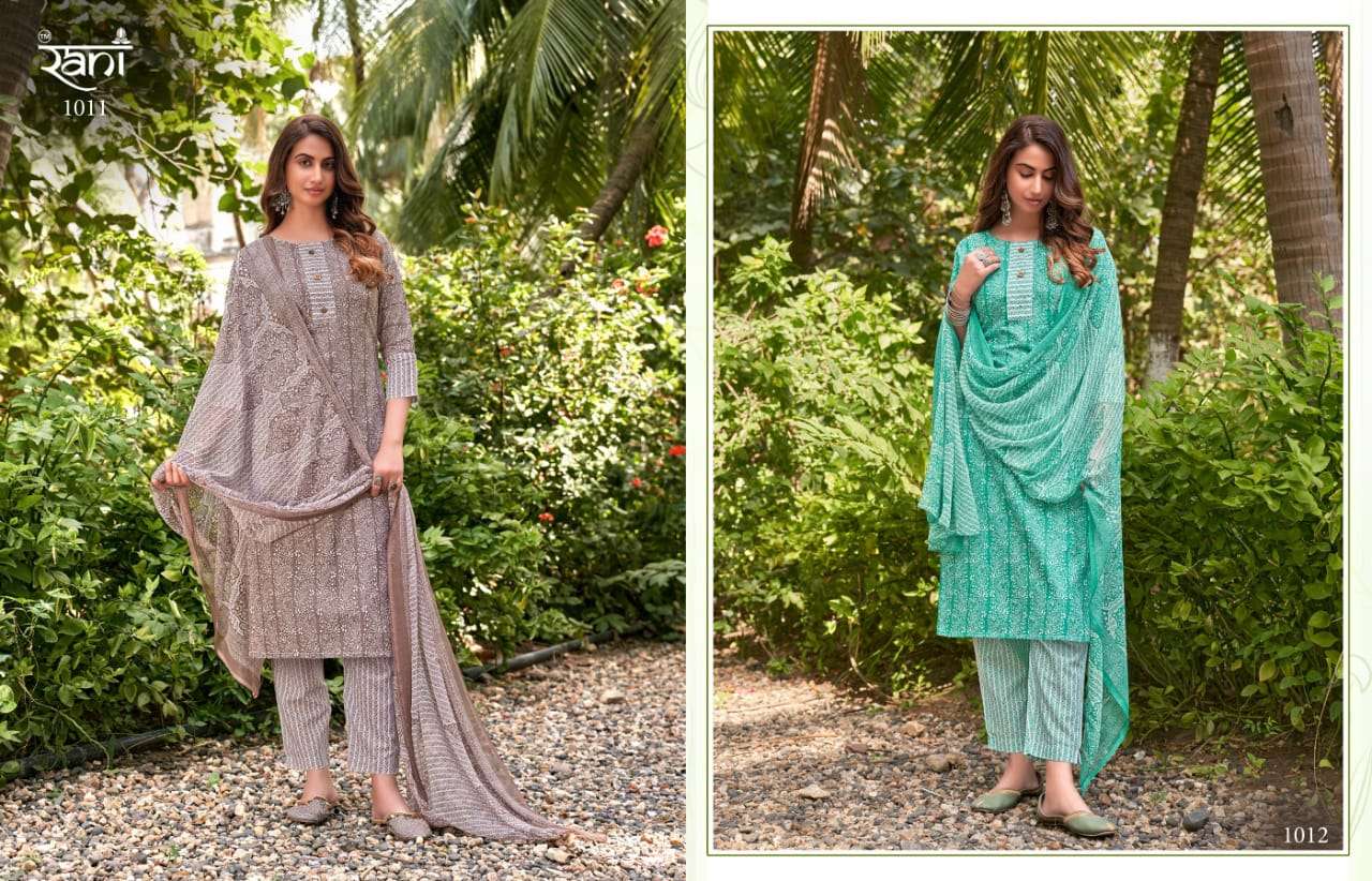 KASHVI BY RANI FASHION 1001 TO 1012 SERIES BEAUTIFUL STYLISH SUITS FANCY COLORFUL CASUAL WEAR & ETHNIC WEAR & READY TO WEAR PURE COTTON PRINTED DRESSES AT WHOLESALE PRICE