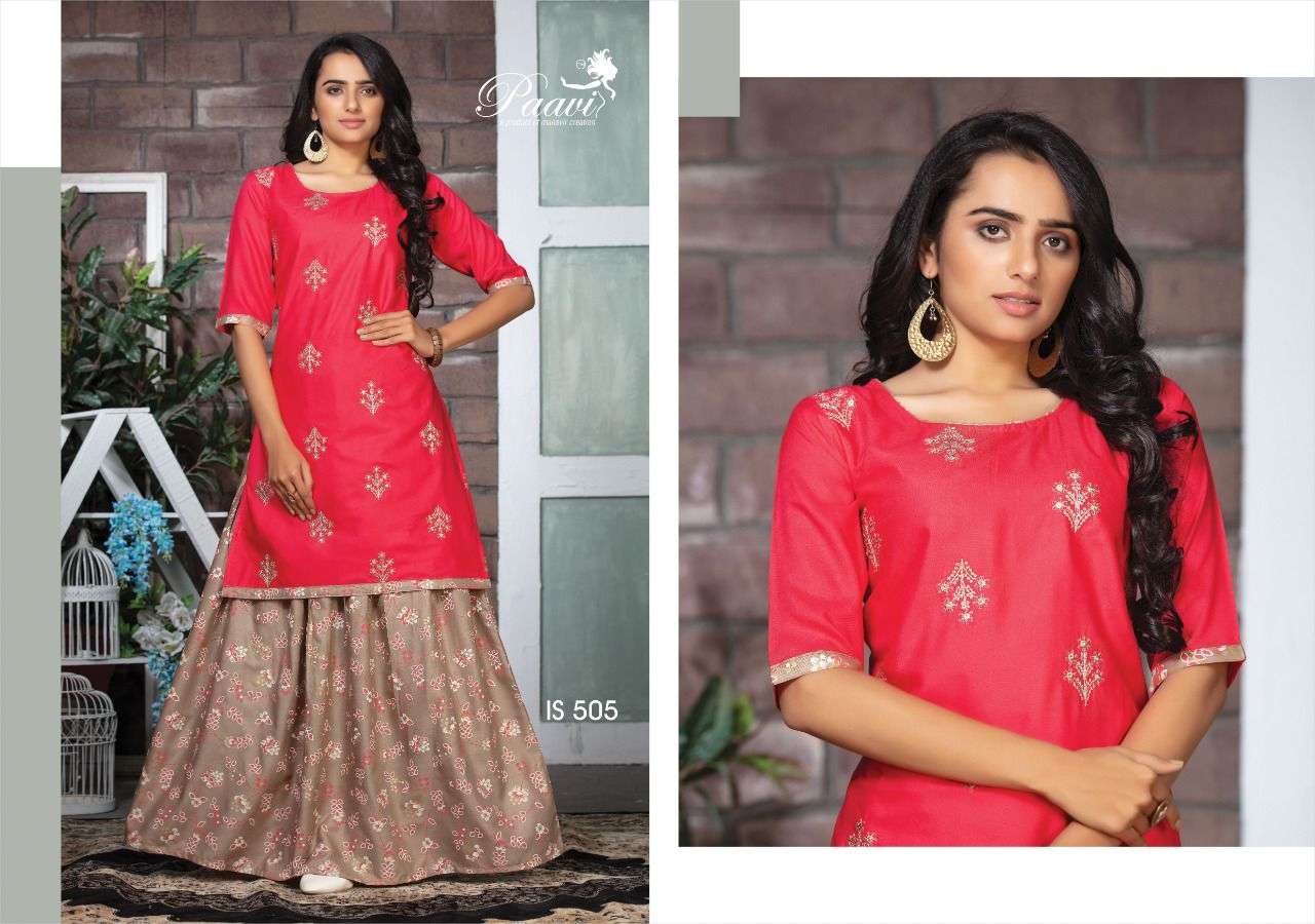INDIAN STYLE VOL-5 BY PAAVI 501 TO 508 SERIES DESIGNER STYLISH FANCY COLORFUL BEAUTIFUL PARTY WEAR & ETHNIC WEAR COLLECTION RAYON EMBROIDERED KURTIS WITH BOTTOM AT WHOLESALE PRICE