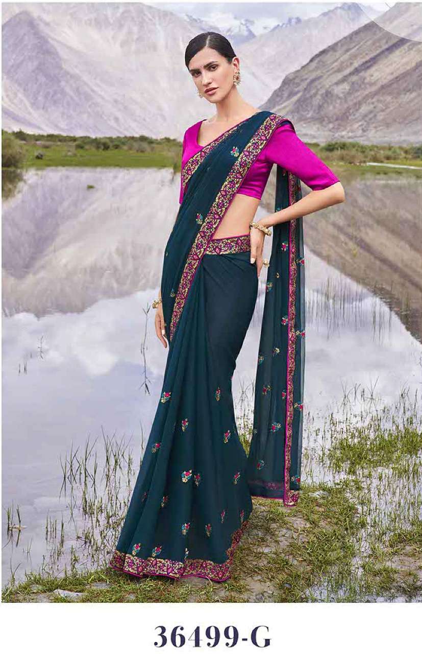 LAVANYA BY ANUSHREE 36499-A TO 36499-H SERIES INDIAN TRADITIONAL WEAR COLLECTION BEAUTIFUL STYLISH FANCY COLORFUL PARTY WEAR & OCCASIONAL WEAR GEORGETTE SAREES AT WHOLESALE PRICE