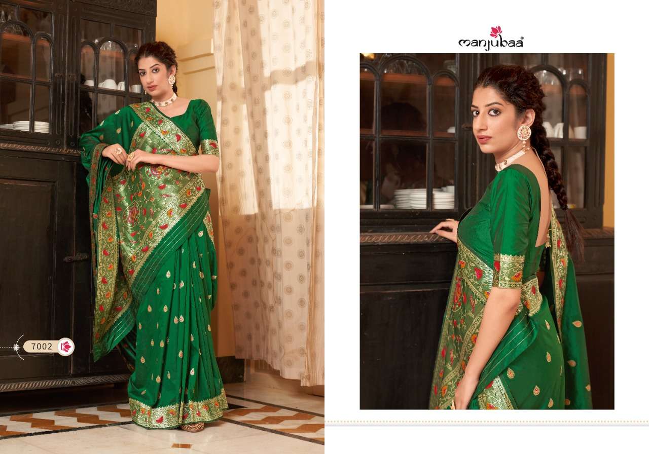 MOKSHA PAITHANI BY MANJUBAA CLOTHING 7001 TO 7006 SERIES INDIAN TRADITIONAL WEAR COLLECTION BEAUTIFUL STYLISH FANCY COLORFUL PARTY WEAR & OCCASIONAL WEAR SILK SAREES AT WHOLESALE PRICE