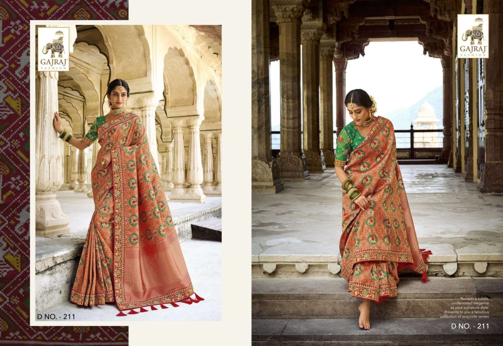 GAJRAJ 207 SERIES BY GAJRAJ FASHION 207 TO 218 SERIES INDIAN TRADITIONAL WEAR COLLECTION BEAUTIFUL STYLISH FANCY COLORFUL PARTY WEAR & OCCASIONAL WEAR SILK SAREES AT WHOLESALE PRICE
