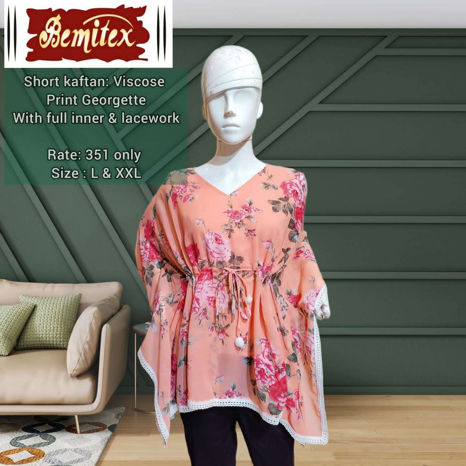SHORT KAFTAAN VOL-3 BY BEMITEX 301 TO 304 SERIES BEAUTIFUL STYLISH FANCY COLORFUL CASUAL WEAR & ETHNIC WEAR VISCOSE GEORGETTE PRINT TOPS AT WHOLESALE PRICE