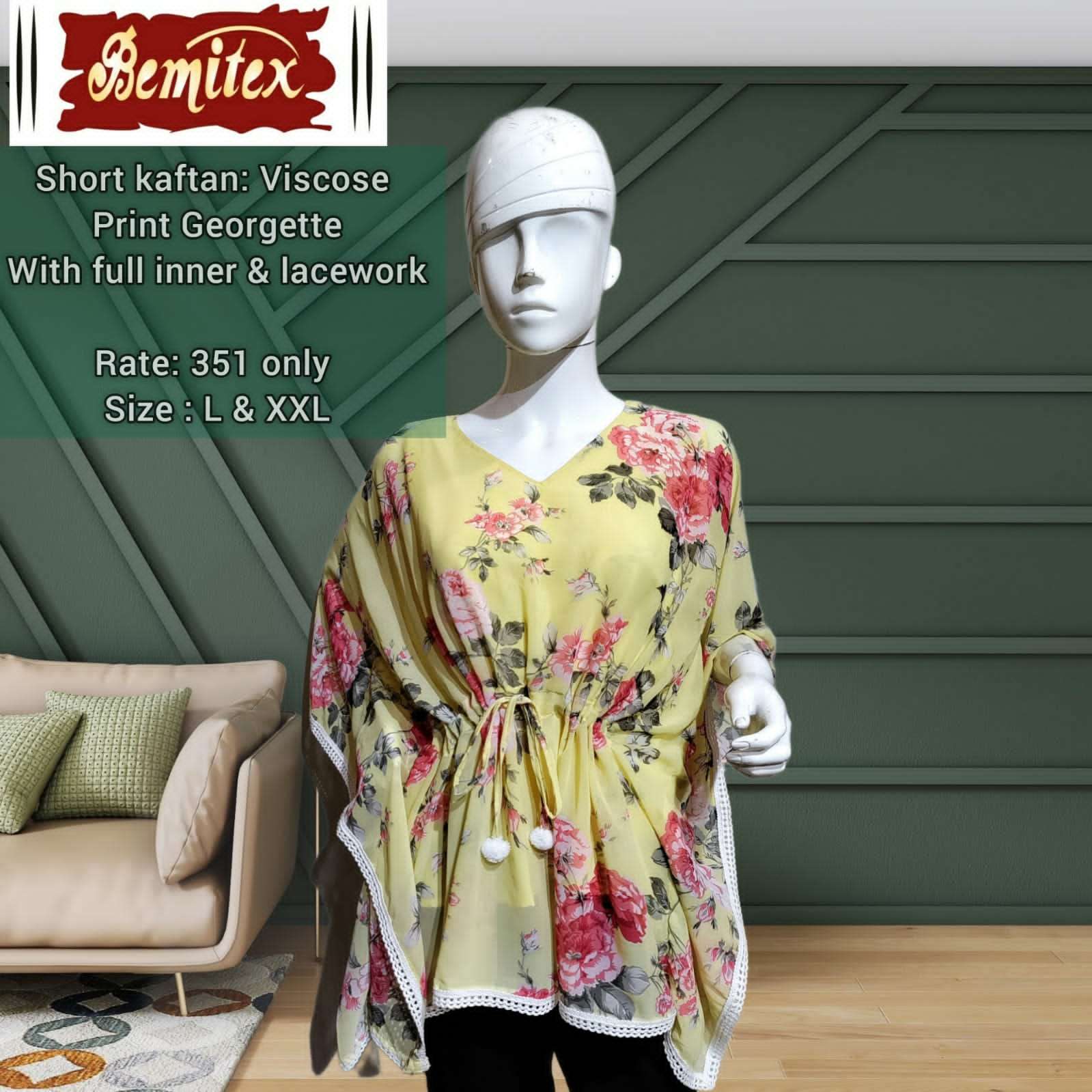 SHORT KAFTAAN VOL-3 BY BEMITEX 301 TO 304 SERIES BEAUTIFUL STYLISH FANCY COLORFUL CASUAL WEAR & ETHNIC WEAR VISCOSE GEORGETTE PRINT TOPS AT WHOLESALE PRICE