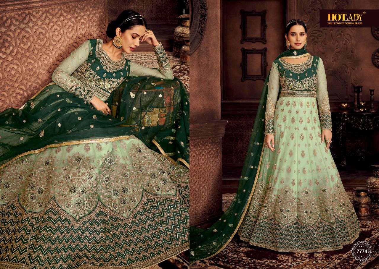 Nasheen By Hot Lady 7771 To 7776 Series Beautiful Anarkali Suits Colorful Stylish Fancy Casual Wear & Ethnic Wear Butterfly Net Dresses At Wholesale Price
