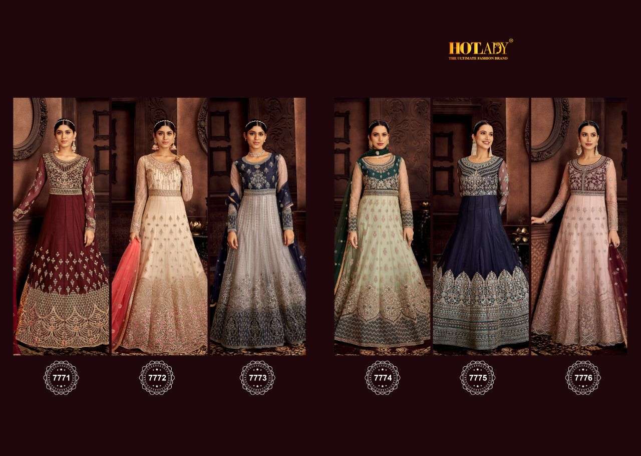 Nasheen By Hot Lady 7771 To 7776 Series Beautiful Anarkali Suits Colorful Stylish Fancy Casual Wear & Ethnic Wear Butterfly Net Dresses At Wholesale Price