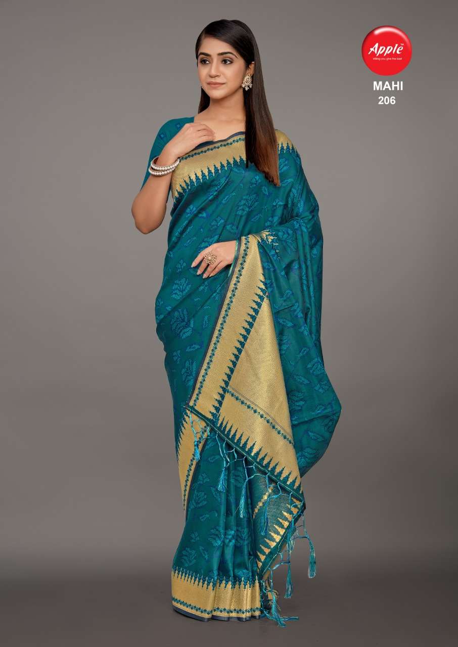 MAHI VOL-2 BY APPLE 201 TO 208 SERIES INDIAN TRADITIONAL WEAR COLLECTION BEAUTIFUL STYLISH FANCY COLORFUL PARTY WEAR & OCCASIONAL WEAR PURE DOLA SILK SAREES AT WHOLESALE PRICE