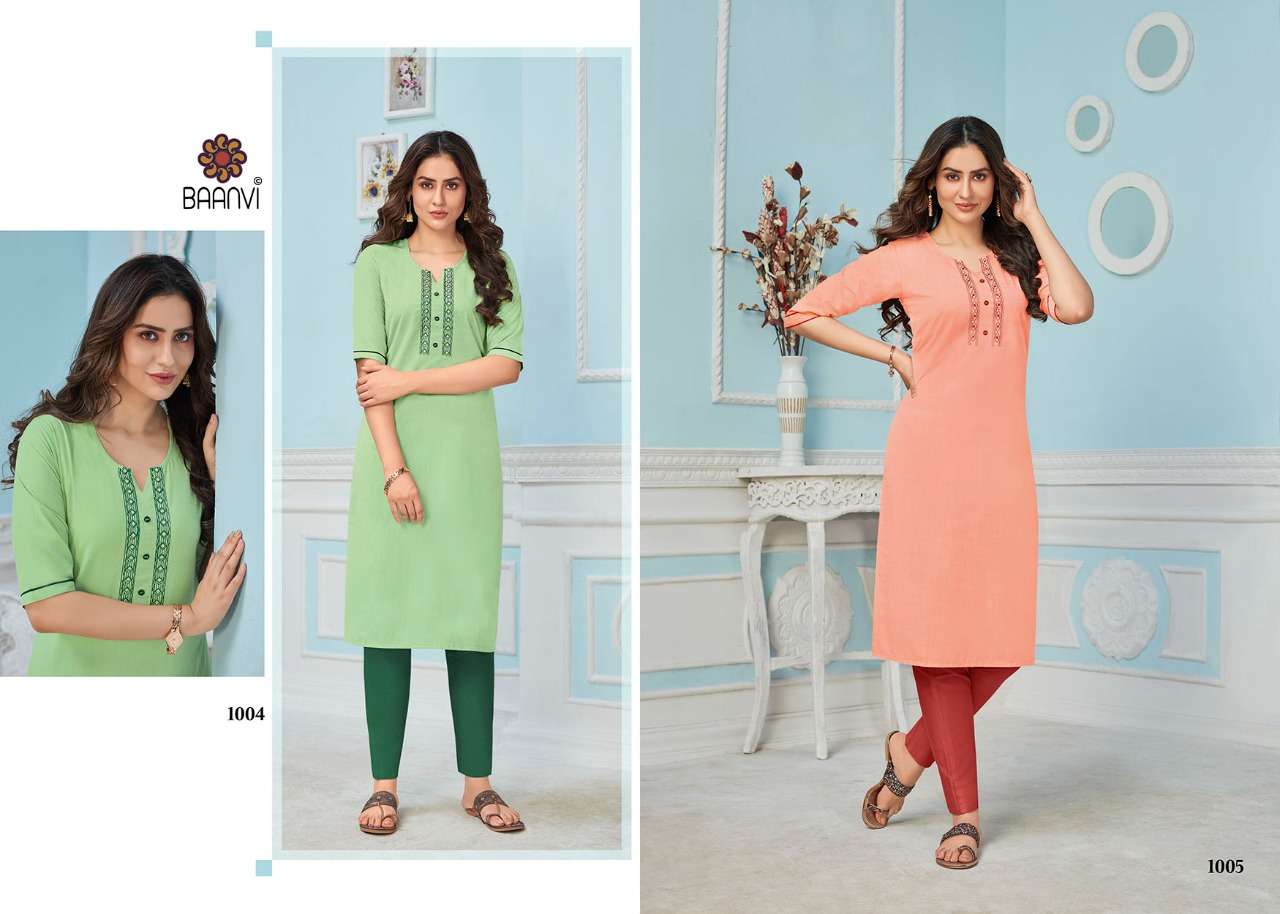 RANG BY BAANVI 1001 TO 1008 SERIES DESIGNER STYLISH FANCY COLORFUL BEAUTIFUL PARTY WEAR & ETHNIC WEAR COLLECTION COTTON EMBROIDERED KURTIS AT WHOLESALE PRICE