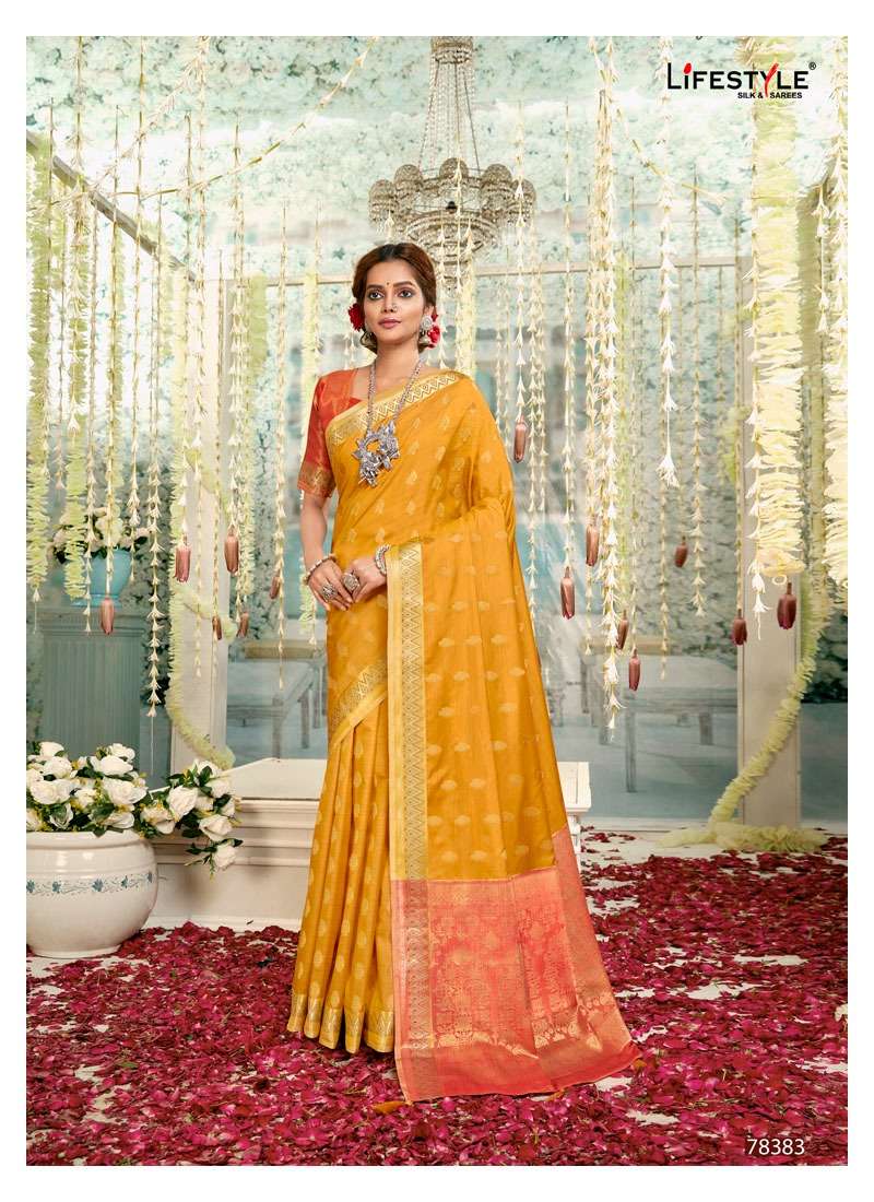 SAKHIYAN BY LIFESTYLE 78381 TO 78386 SERIES INDIAN TRADITIONAL WEAR COLLECTION BEAUTIFUL STYLISH FANCY COLORFUL PARTY WEAR & OCCASIONAL WEAR KATAN SILK SAREES AT WHOLESALE PRICE