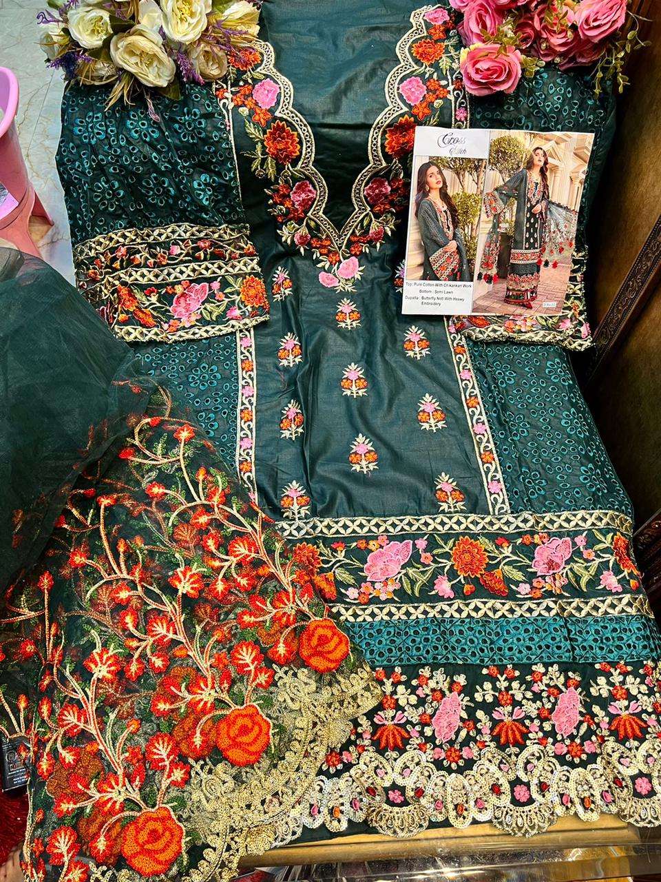 CROSS STITCH HIT DESIGN 11 BY FASHID WHOLESALE BEAUTIFUL PAKISTANI SUITS STYLISH FANCY COLORFUL CASUAL WEAR & ETHNIC WEAR PURE COTTON WITH EMBROIDERY DRESSES AT WHOLESALE PRICE