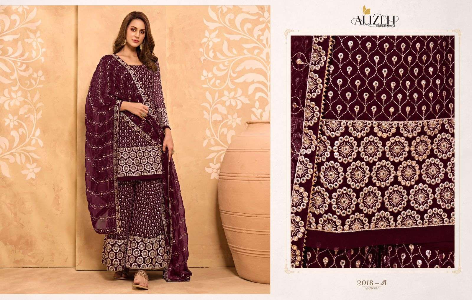 Zaida Vol-5 Colour Plus By Alizeh 2018 To 2020-C Series Beautiful Stylish Sharara Suits Fancy Colorful Casual Wear & Ethnic Wear & Ready To Wear Georgette Embroidered Dresses At Wholesale Price