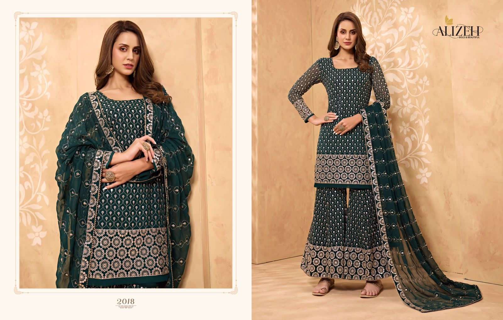 Zaida Vol-5 Colour Plus By Alizeh 2018 To 2020-C Series Beautiful Stylish Sharara Suits Fancy Colorful Casual Wear & Ethnic Wear & Ready To Wear Georgette Embroidered Dresses At Wholesale Price