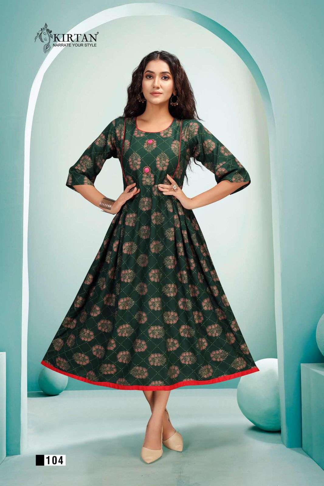 NITYA BY KIRTAN 101 TO 108 SERIES DESIGNER STYLISH FANCY COLORFUL BEAUTIFUL PARTY WEAR & ETHNIC WEAR COLLECTION RAYON PRINT KURTIS AT WHOLESALE PRICE