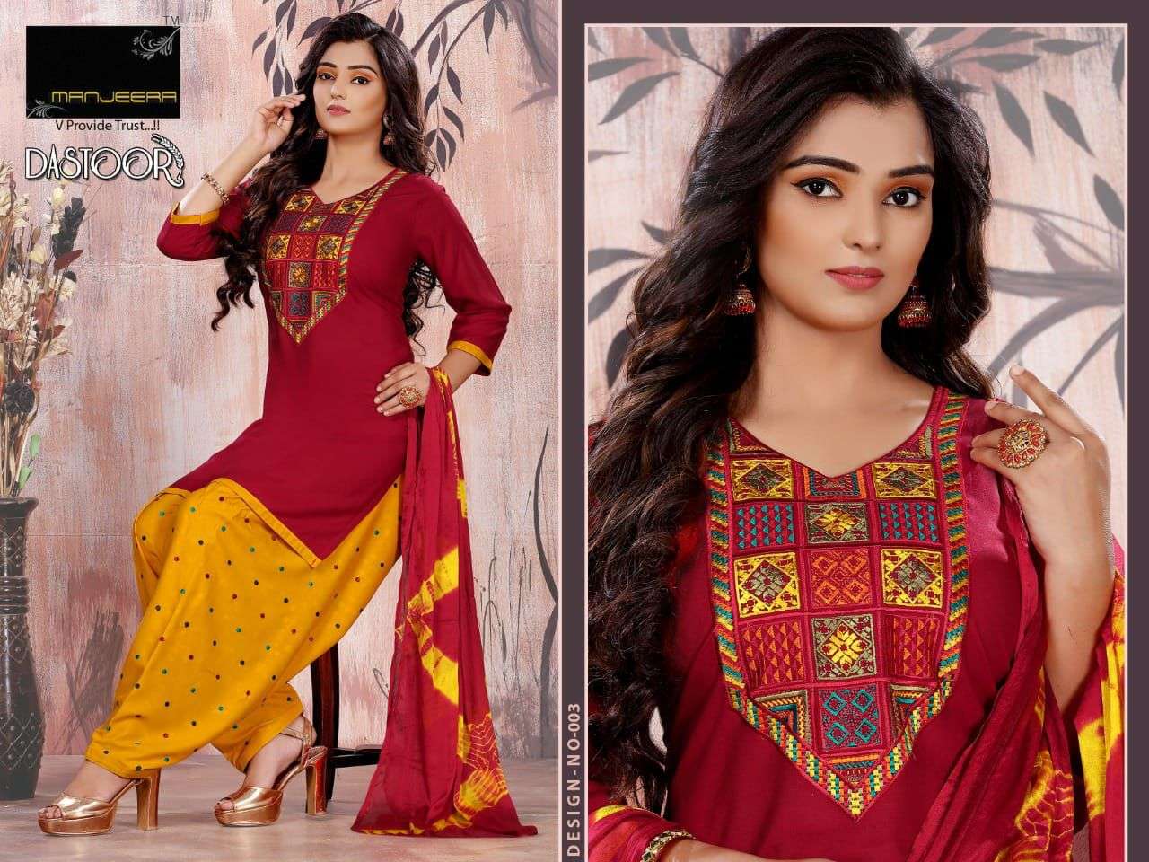 DASTOOR BY MANJEERA 001 TO 008 SERIES BEAUTIFUL SUITS COLORFUL STYLISH FANCY CASUAL WEAR & ETHNIC WEAR RAYON WITH WORK DRESSES AT WHOLESALE PRICE