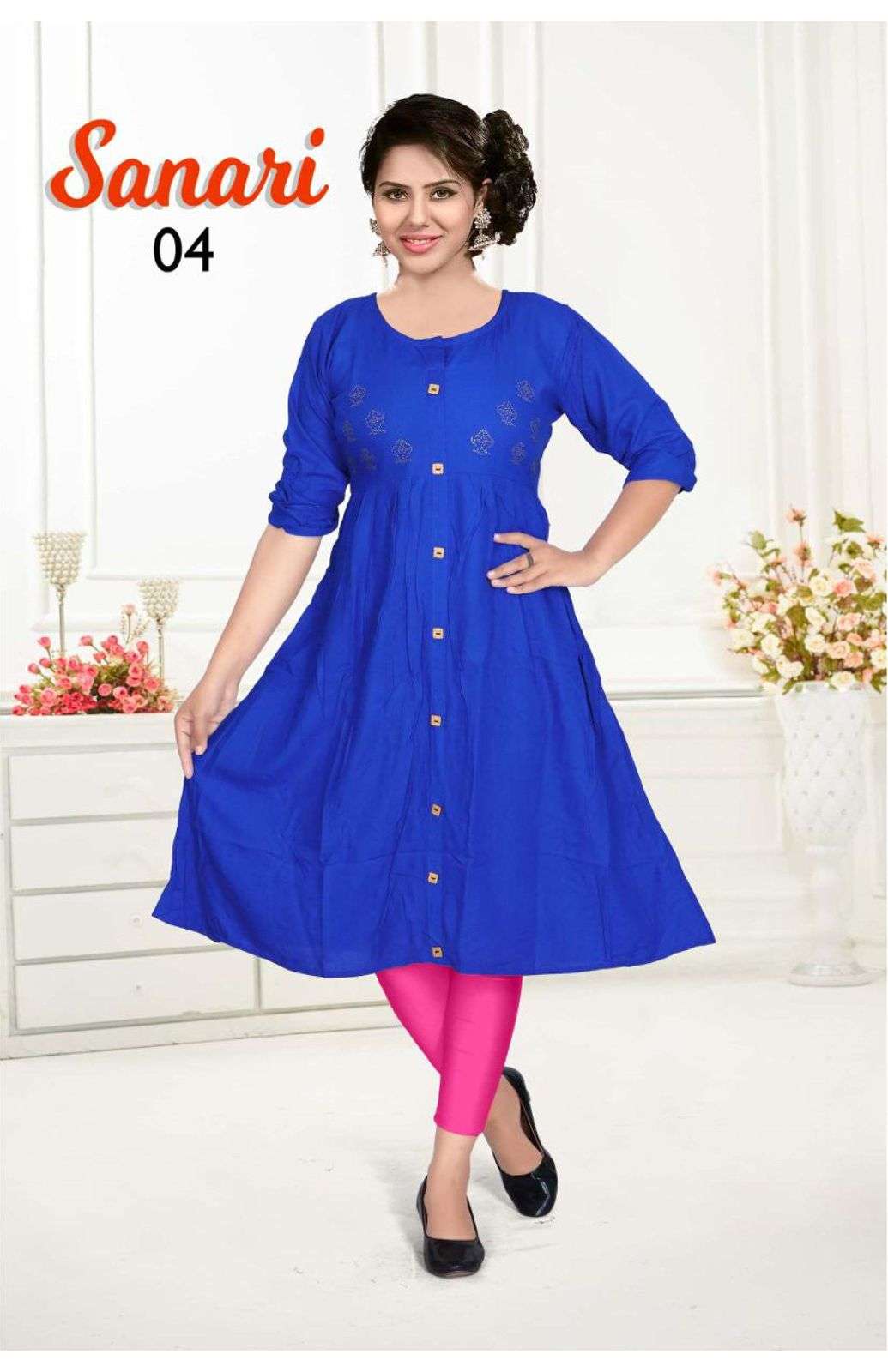 SANARI BY KAAMIRI 01 TO 10 SERIES DESIGNER STYLISH FANCY COLORFUL BEAUTIFUL PARTY WEAR & ETHNIC WEAR COLLECTION RAYON WITH WORK KURTIS AT WHOLESALE PRICE
