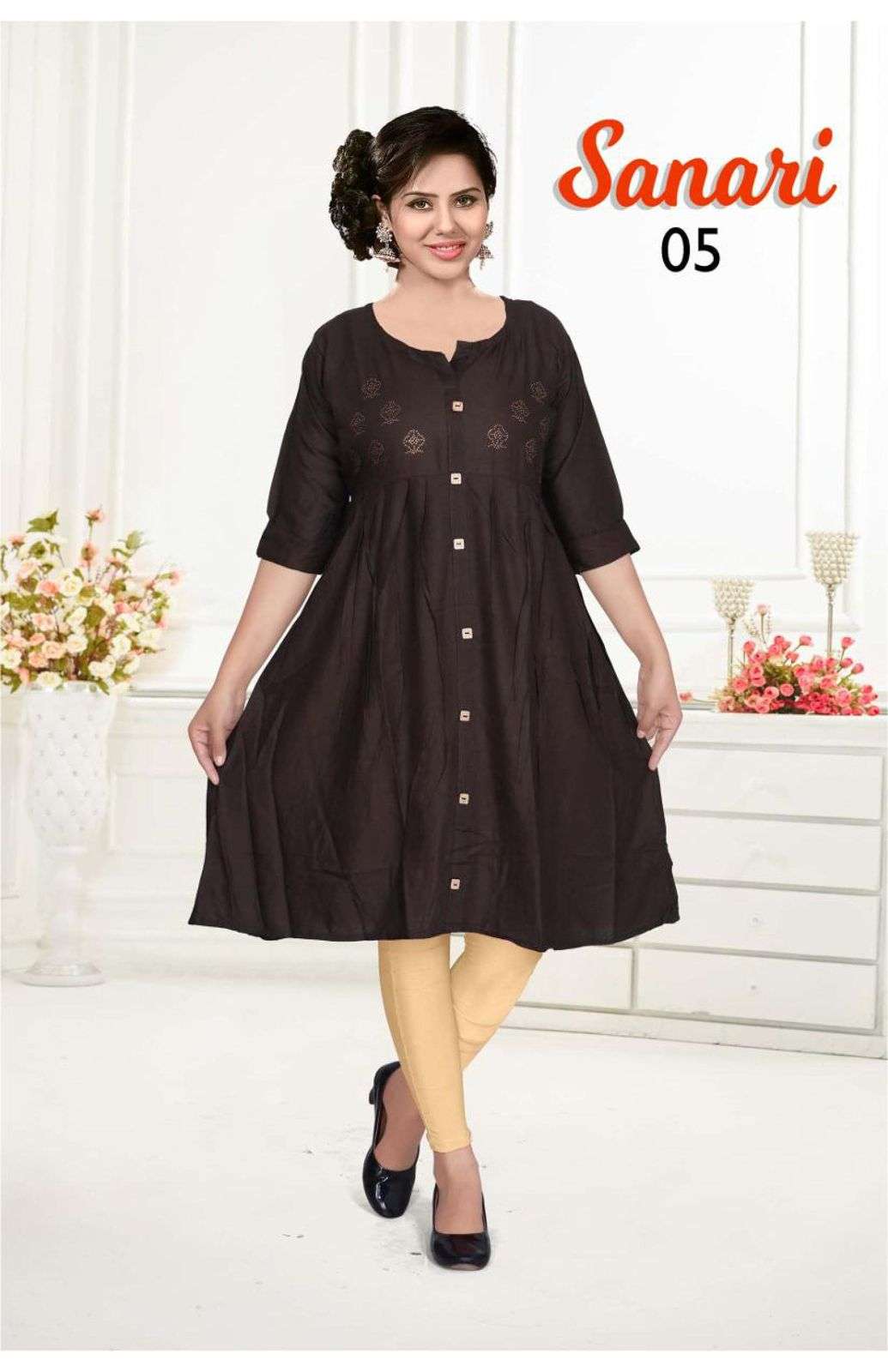 SANARI BY KAAMIRI 01 TO 10 SERIES DESIGNER STYLISH FANCY COLORFUL BEAUTIFUL PARTY WEAR & ETHNIC WEAR COLLECTION RAYON WITH WORK KURTIS AT WHOLESALE PRICE