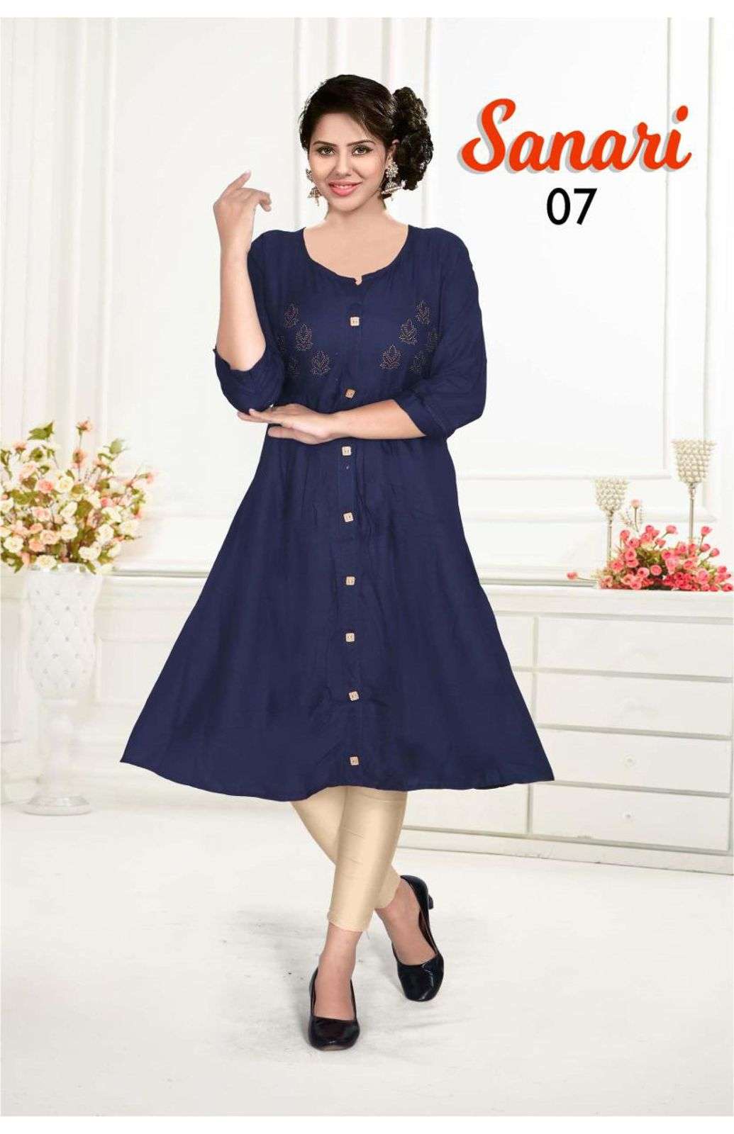 SANARI BY KAAMIRI 01 TO 10 SERIES DESIGNER STYLISH FANCY COLORFUL BEAUTIFUL PARTY WEAR & ETHNIC WEAR COLLECTION RAYON WITH WORK KURTIS AT WHOLESALE PRICE