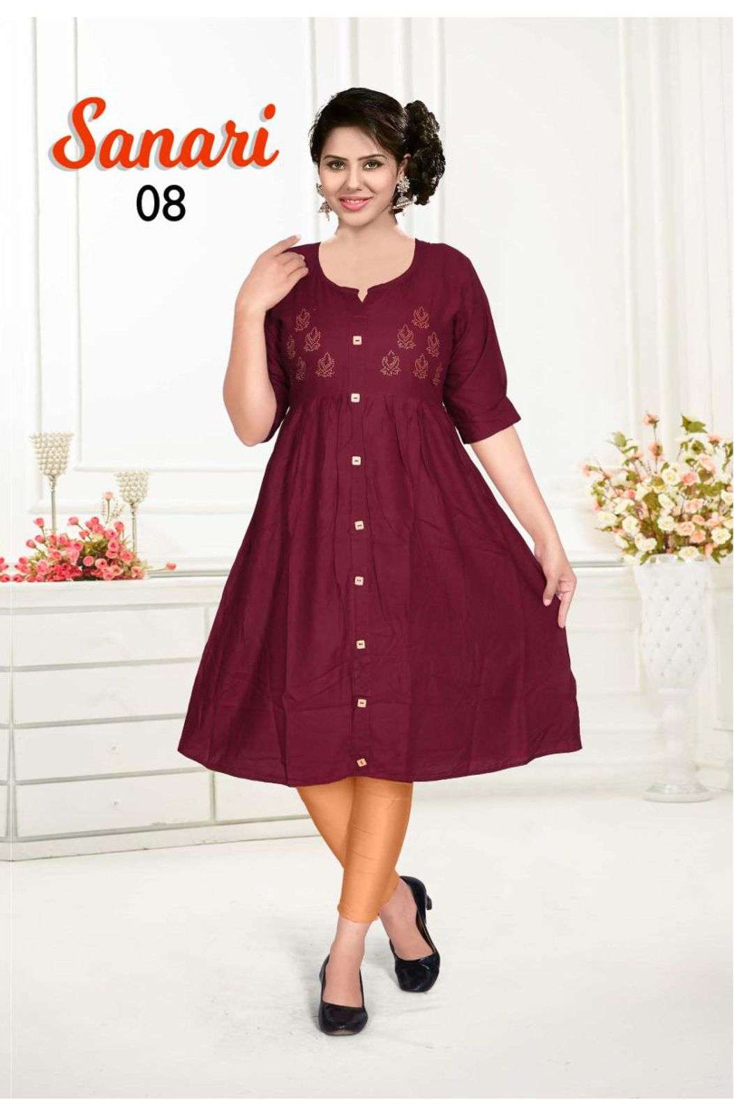 SANARI BY KAAMIRI 01 TO 10 SERIES DESIGNER STYLISH FANCY COLORFUL BEAUTIFUL PARTY WEAR & ETHNIC WEAR COLLECTION RAYON WITH WORK KURTIS AT WHOLESALE PRICE