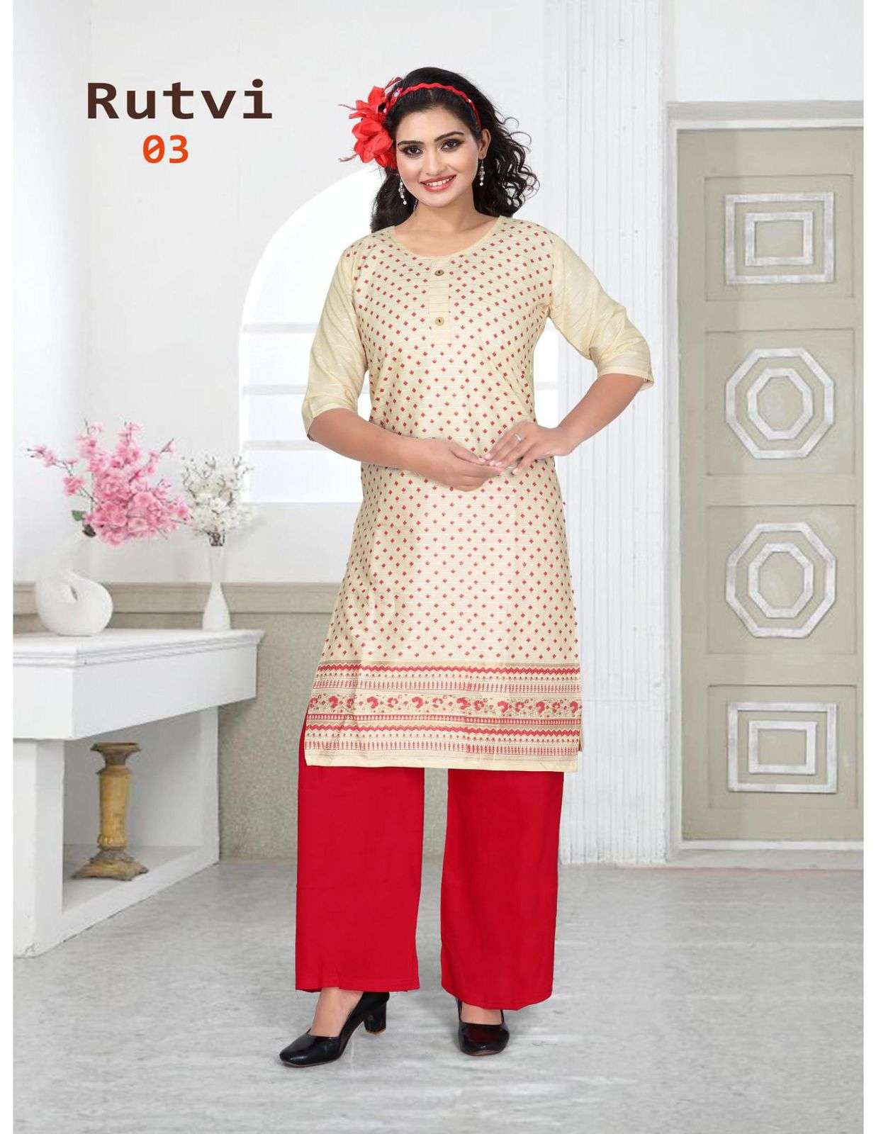 RUTVI BY BEAUTY QUEEN 01 TO 10 SERIES DESIGNER STYLISH FANCY COLORFUL BEAUTIFUL PARTY WEAR & ETHNIC WEAR COLLECTION RAYON LUREX KURTIS AT WHOLESALE PRICE