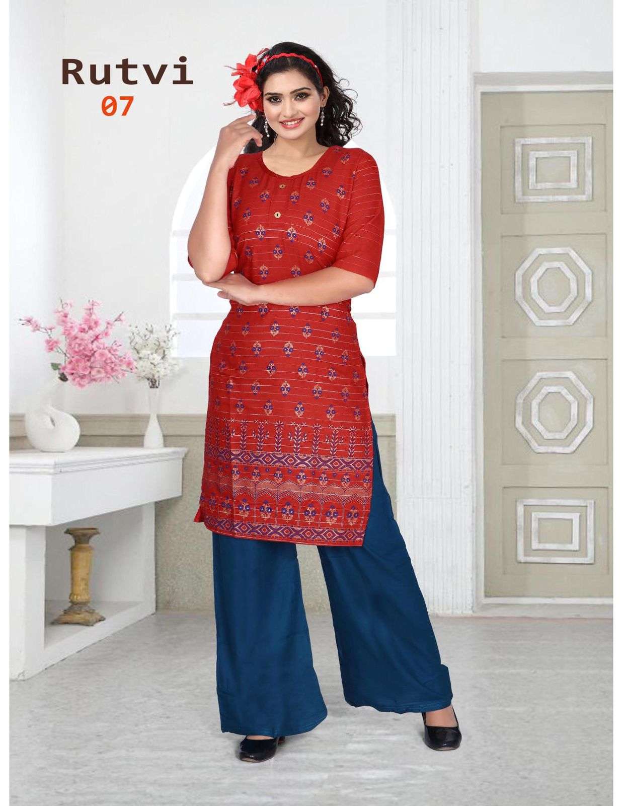 RUTVI BY BEAUTY QUEEN 01 TO 10 SERIES DESIGNER STYLISH FANCY COLORFUL BEAUTIFUL PARTY WEAR & ETHNIC WEAR COLLECTION RAYON LUREX KURTIS AT WHOLESALE PRICE