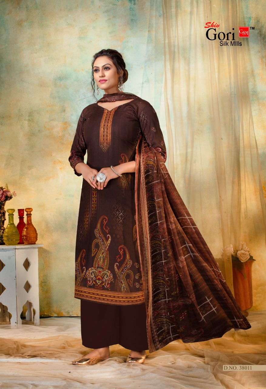 PUNJABI KUDI VOL-38 BY SHIV GORI SILK MILLS 38001 TO 38012 SERIES BEAUTIFUL WINTER COLLECTION SUITS STYLISH FANCY COLORFUL CASUAL WEAR & ETHNIC WEAR COTTON PRINT DRESSES AT WHOLESALE PRICE