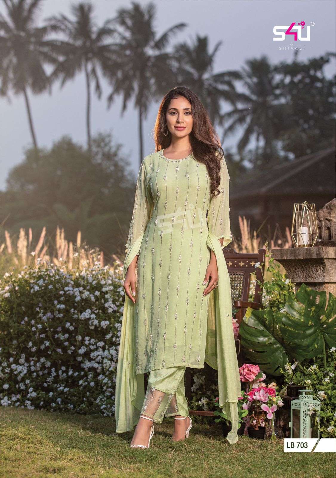 LA BELLA VOL-7 BY S4U FASHION 701 TO 705 SERIES BEAUTIFUL SUITS COLORFUL STYLISH FANCY CASUAL WEAR & ETHNIC WEAR GEORGETTE EMBROIDERED DRESSES AT WHOLESALE PRICE