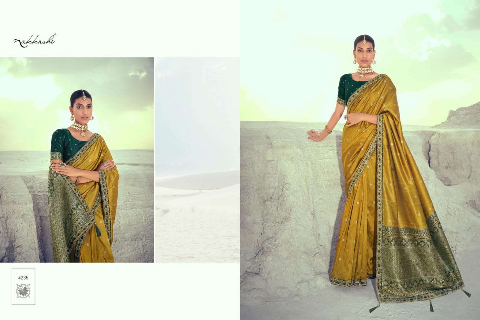 NIKHAAR BY NAKKASHI 4229 TO 4237 SERIES INDIAN TRADITIONAL WEAR COLLECTION BEAUTIFUL STYLISH FANCY COLORFUL PARTY WEAR & OCCASIONAL WEAR SILK EMBROIDERED SAREES AT WHOLESALE PRICE