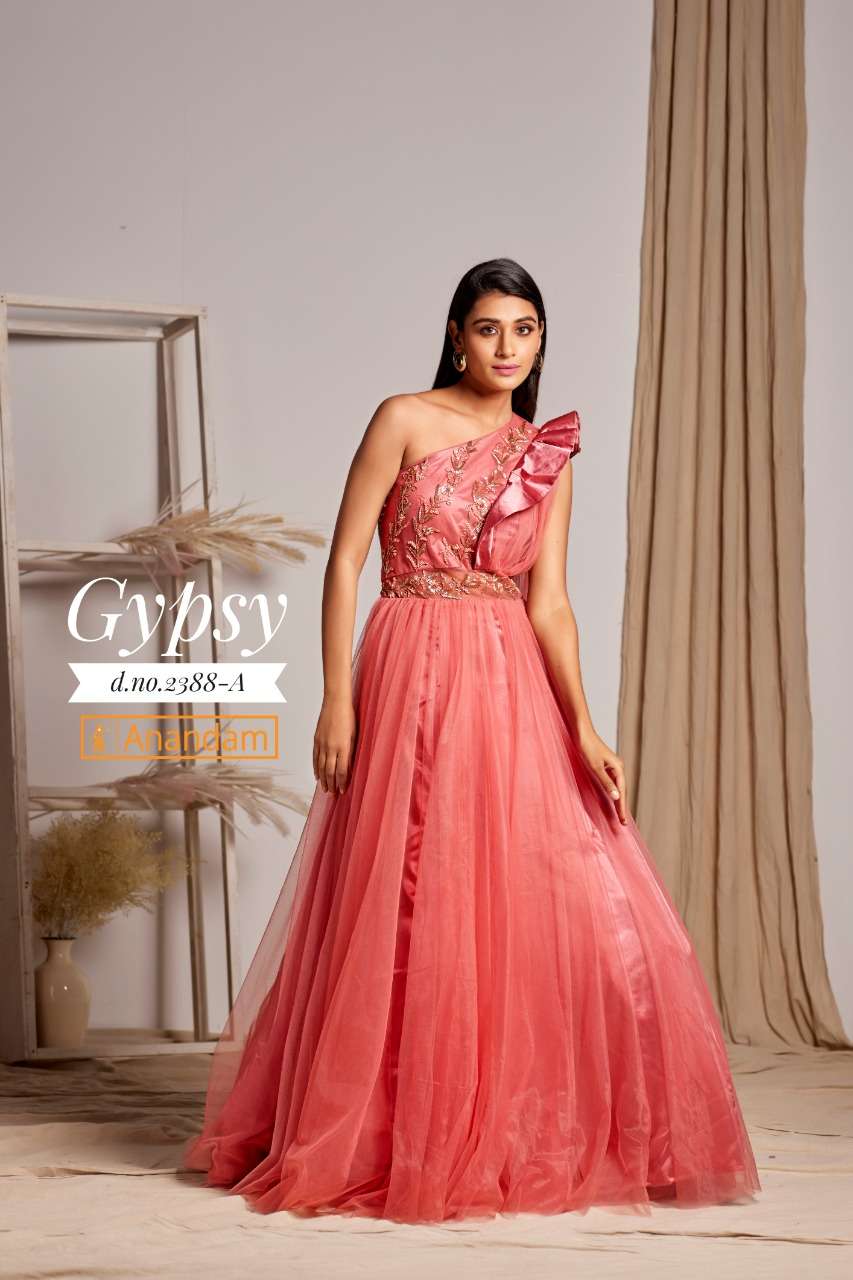 GYPSY BY ANANDAM 2388 TO 2392 SERIES BEAUTIFUL STYLISH FANCY COLORFUL CASUAL WEAR & ETHNIC WEAR NET EMBROIDERED GOWNS AT WHOLESALE PRICE