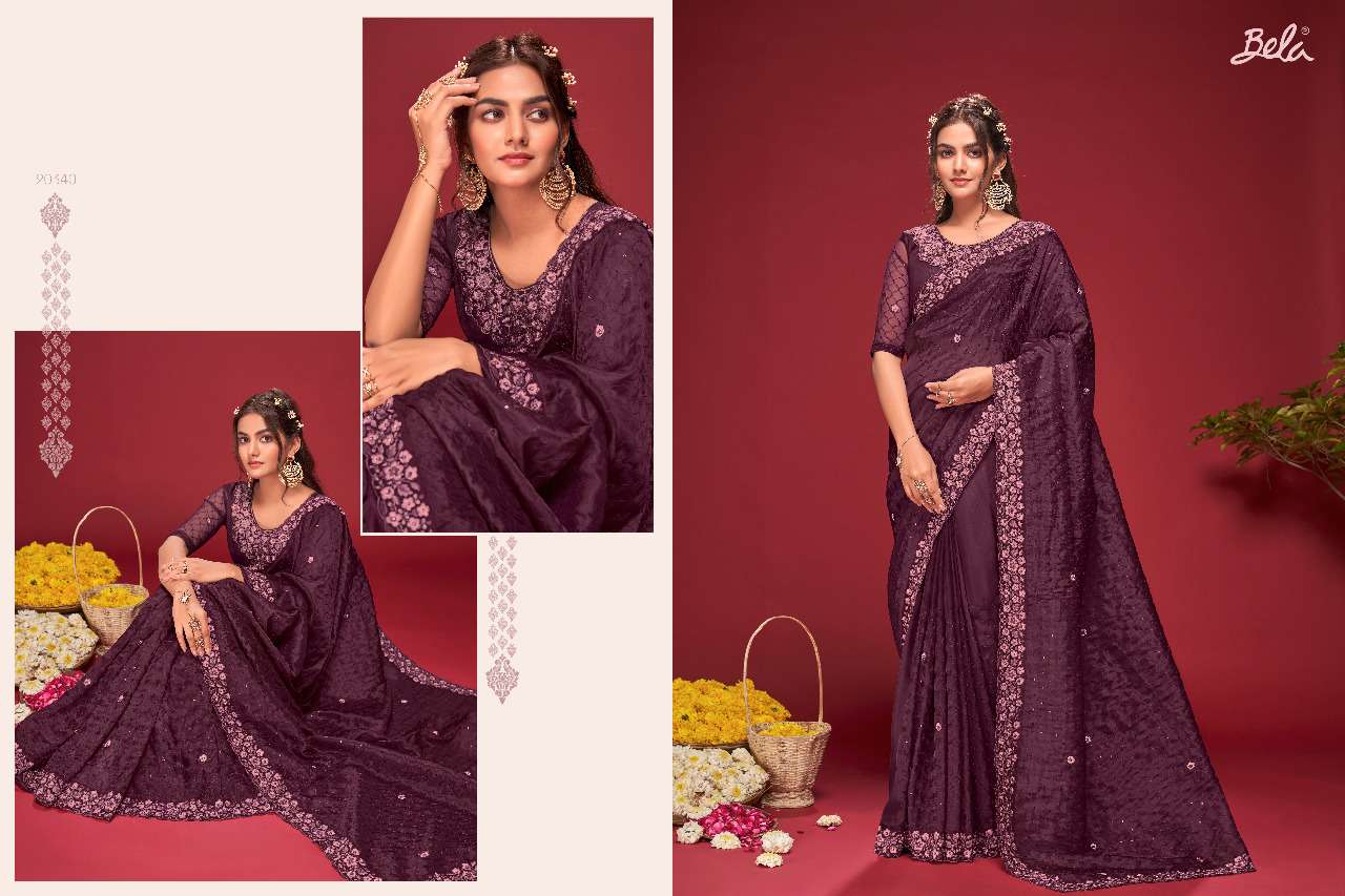ROSELYN BY BELA FASHION 20340 TO 20348 SERIES INDIAN TRADITIONAL WEAR COLLECTION BEAUTIFUL STYLISH FANCY COLORFUL PARTY WEAR & OCCASIONAL WEAR FANCY SAREES AT WHOLESALE PRICE