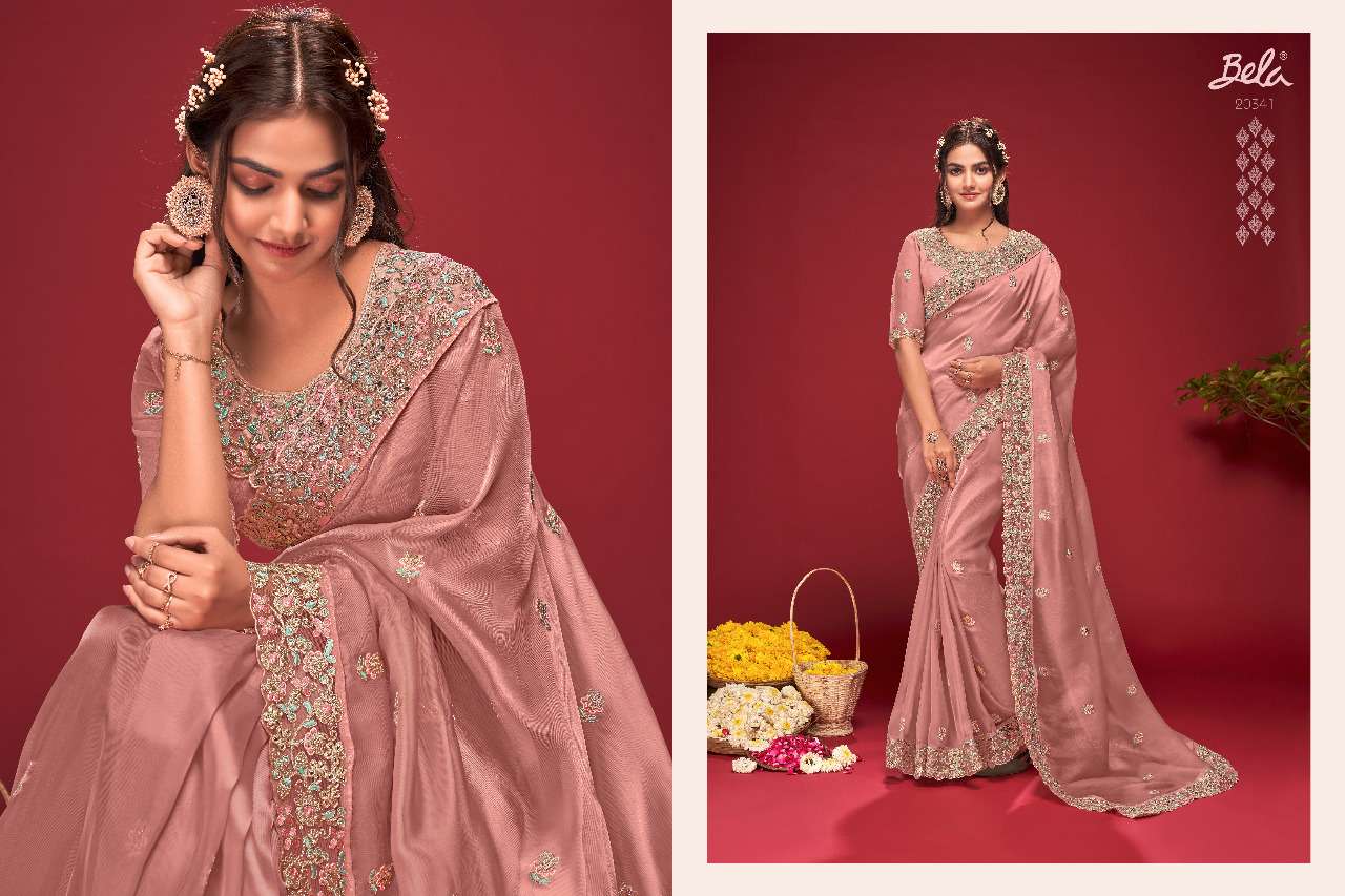 ROSELYN BY BELA FASHION 20340 TO 20348 SERIES INDIAN TRADITIONAL WEAR COLLECTION BEAUTIFUL STYLISH FANCY COLORFUL PARTY WEAR & OCCASIONAL WEAR FANCY SAREES AT WHOLESALE PRICE