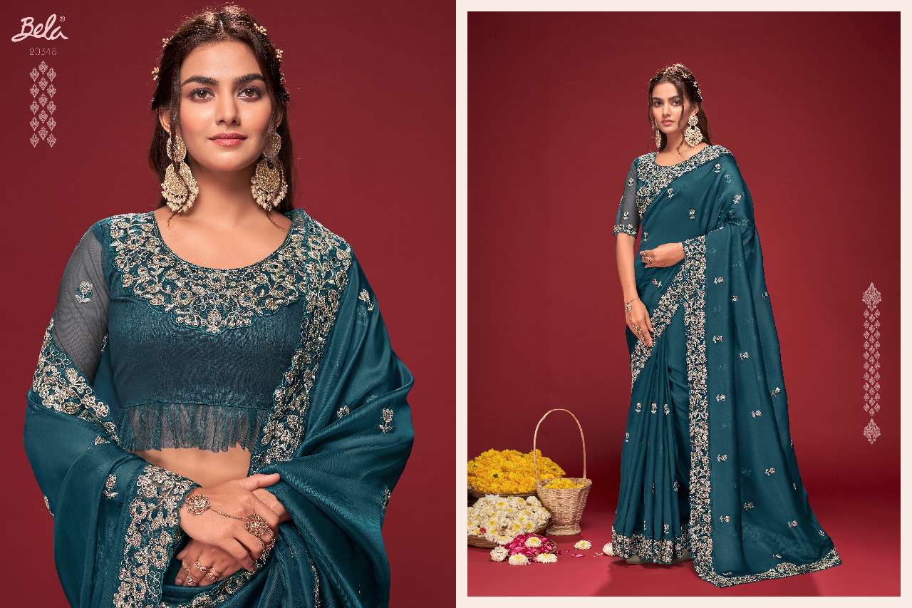ROSELYN BY BELA FASHION 20340 TO 20348 SERIES INDIAN TRADITIONAL WEAR COLLECTION BEAUTIFUL STYLISH FANCY COLORFUL PARTY WEAR & OCCASIONAL WEAR FANCY SAREES AT WHOLESALE PRICE
