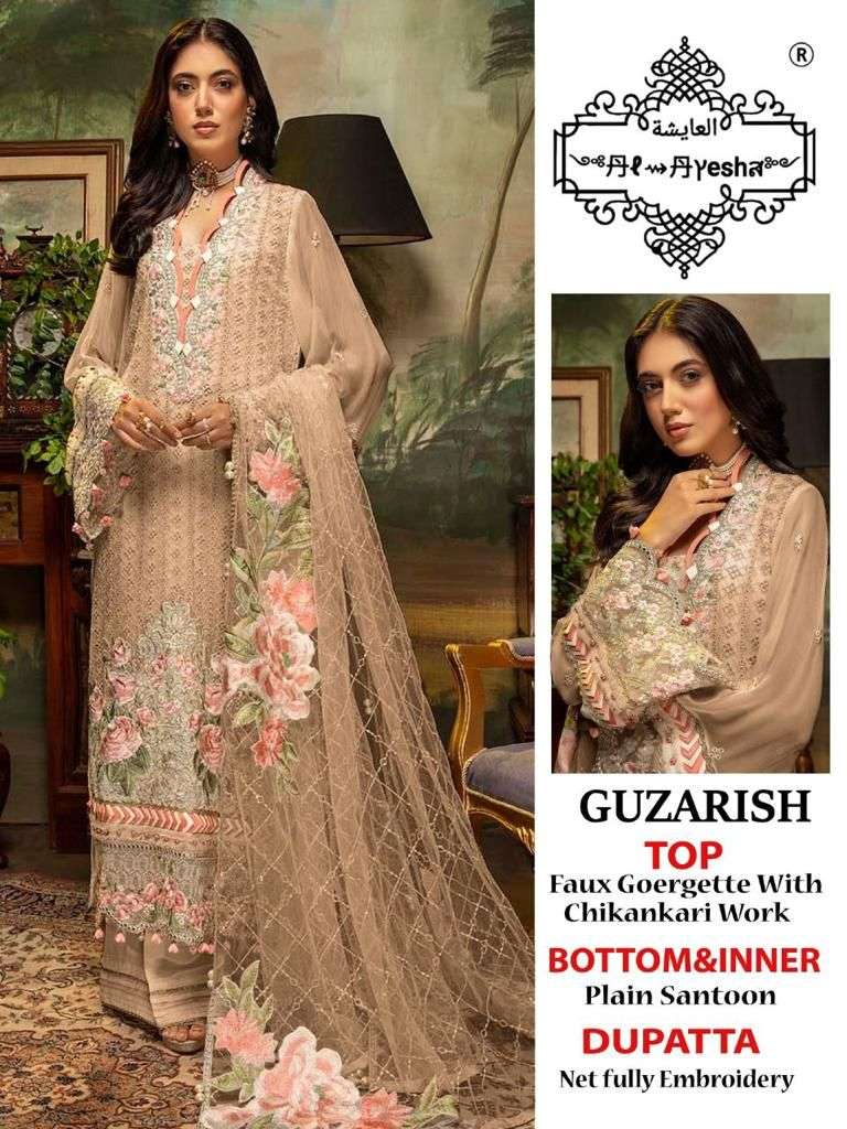 GUZARISH BY AL AYESHA A TO D SERIES DESIGNER PAKISTANI SUITS BEAUTIFUL STYLISH FANCY COLORFUL PARTY WEAR & OCCASIONAL WEAR FAUX GEORGETTE EMBROIDERED DRESSES AT WHOLESALE PRICE