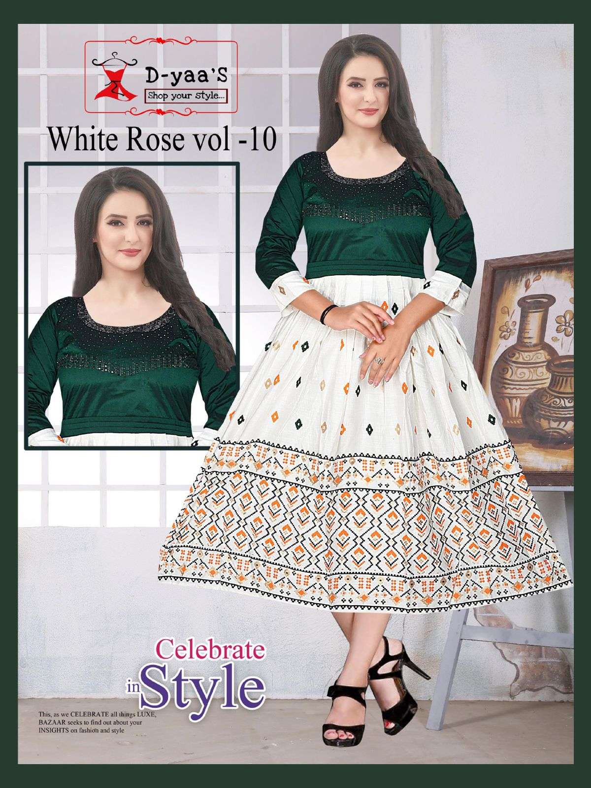 WHITE ROSE VOL-10 BY D-YAAS 01 TO 08 SERIES DESIGNER STYLISH FANCY COLORFUL BEAUTIFUL PARTY WEAR & ETHNIC WEAR COLLECTION SOFT TAFETA TOPS WITH BOTTOM AT WHOLESALE PRICE