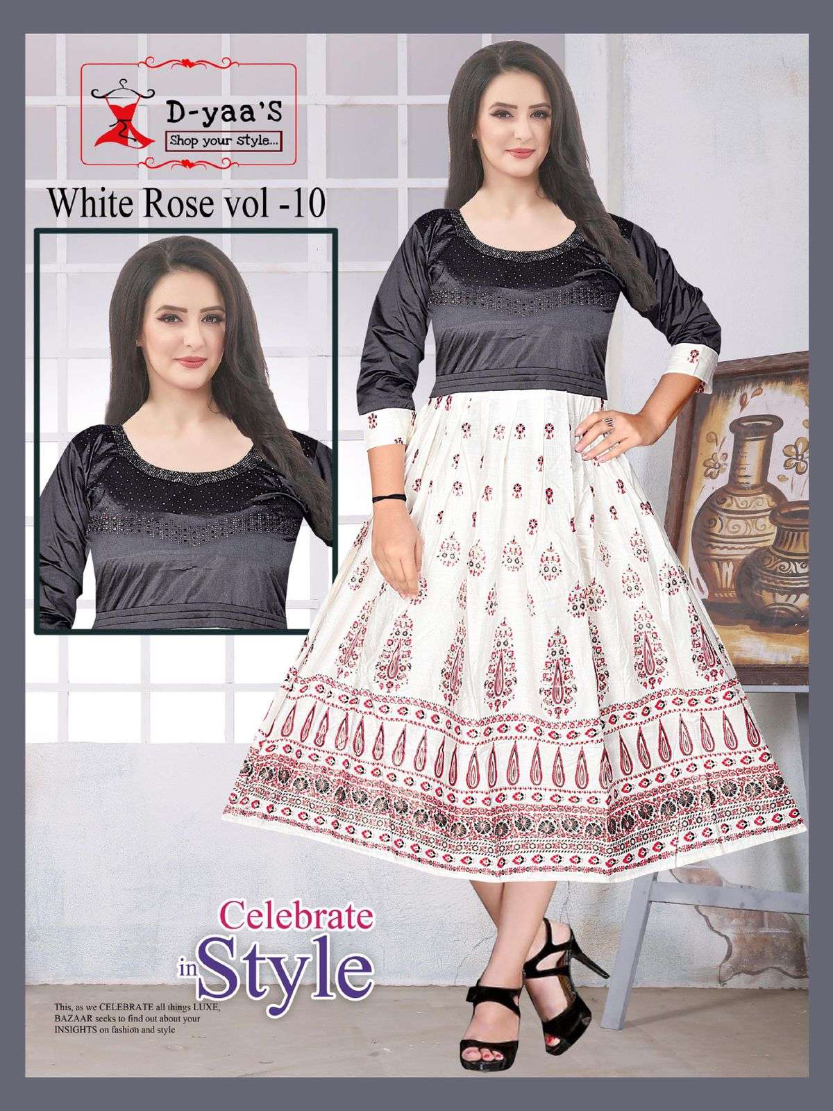 WHITE ROSE VOL-10 BY D-YAAS 01 TO 08 SERIES DESIGNER STYLISH FANCY COLORFUL BEAUTIFUL PARTY WEAR & ETHNIC WEAR COLLECTION SOFT TAFETA TOPS WITH BOTTOM AT WHOLESALE PRICE