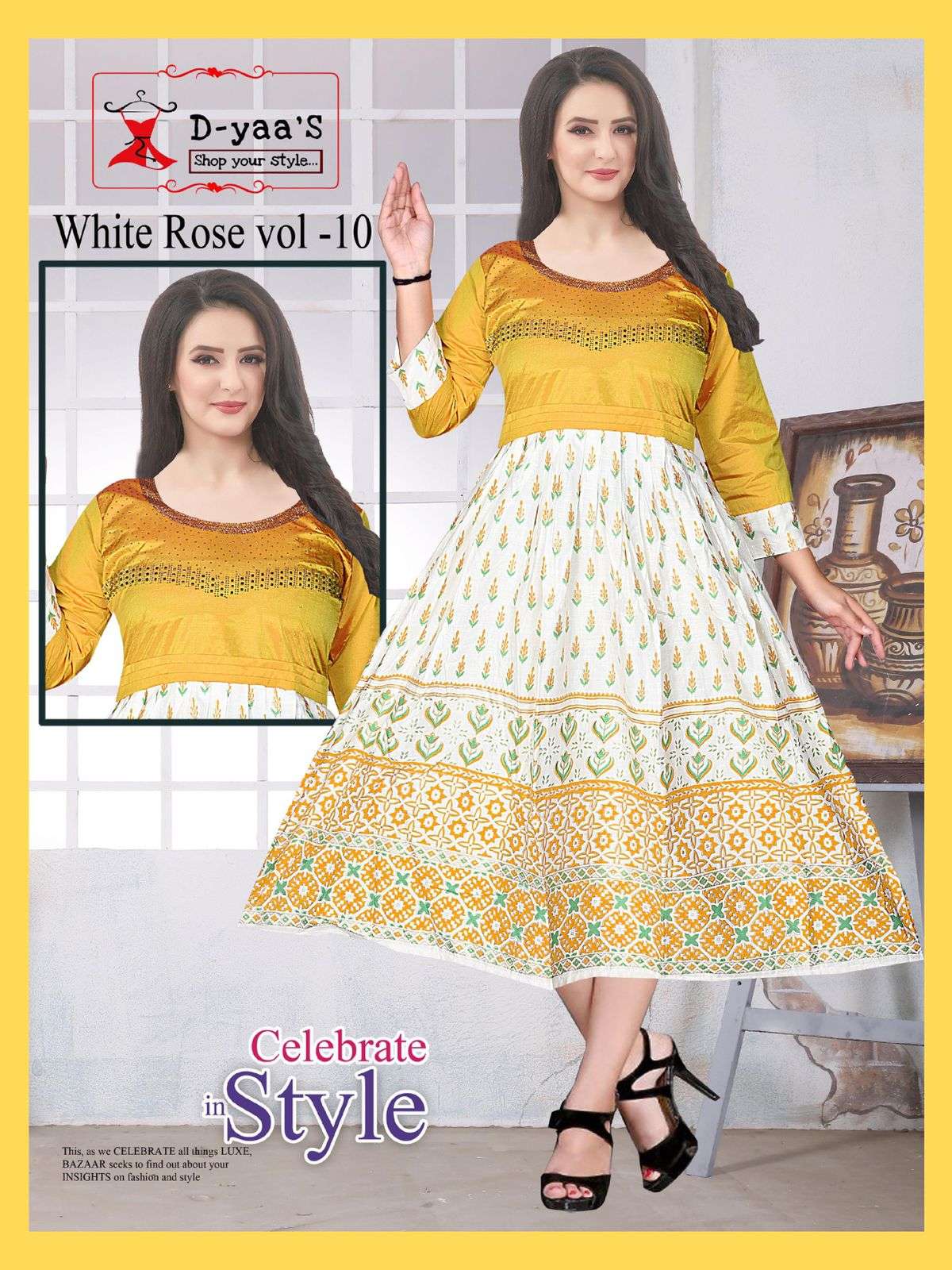 WHITE ROSE VOL-10 BY D-YAAS 01 TO 08 SERIES DESIGNER STYLISH FANCY COLORFUL BEAUTIFUL PARTY WEAR & ETHNIC WEAR COLLECTION SOFT TAFETA TOPS WITH BOTTOM AT WHOLESALE PRICE