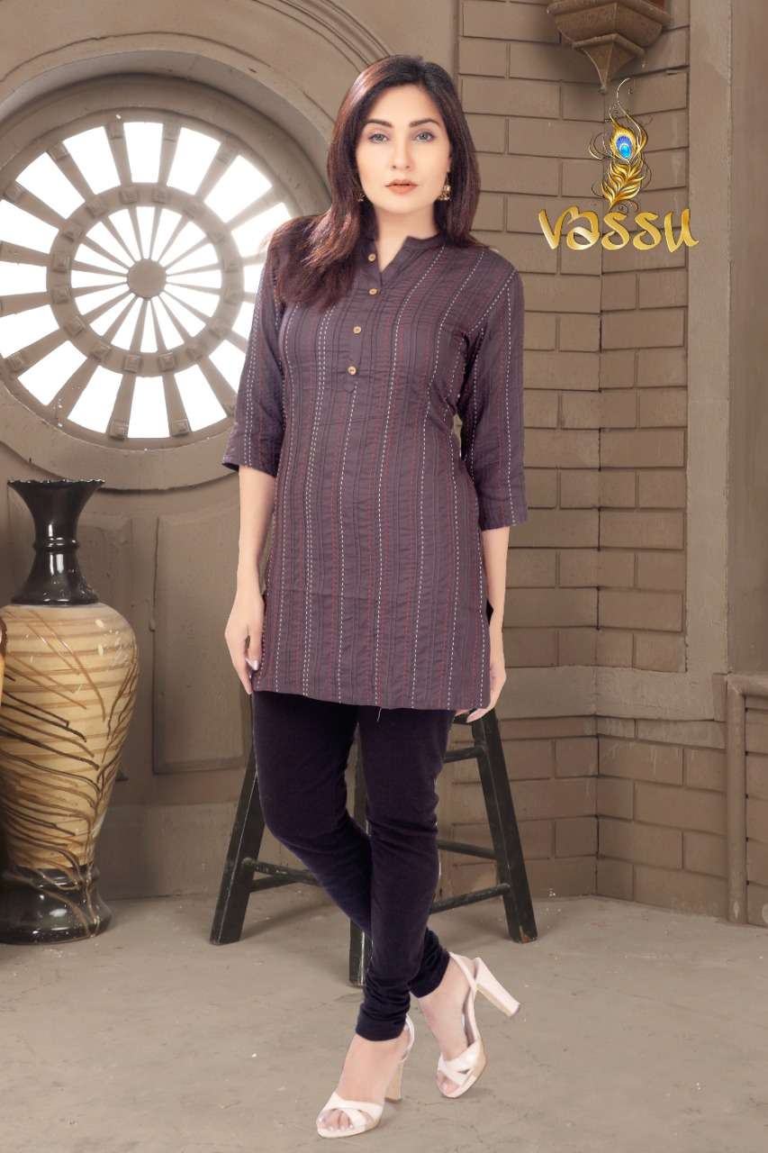 TOP VOL-1 BY VASSU 01 TO 02 SERIES BEAUTIFUL STYLISH FANCY COLORFUL CASUAL WEAR & ETHNIC WEAR RAYON WEAVING TOPS AT WHOLESALE PRICE