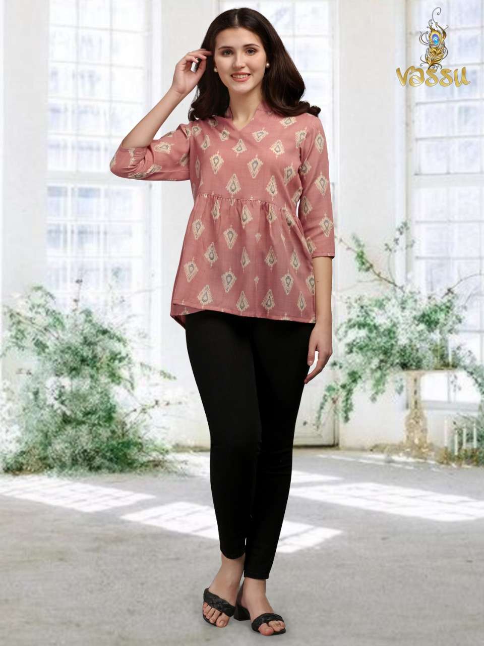 TOP VOL-1 BY VASSU 101 TO 105 SERIES BEAUTIFUL STYLISH FANCY COLORFUL CASUAL WEAR & ETHNIC WEAR COTTON TOPS AT WHOLESALE PRICE