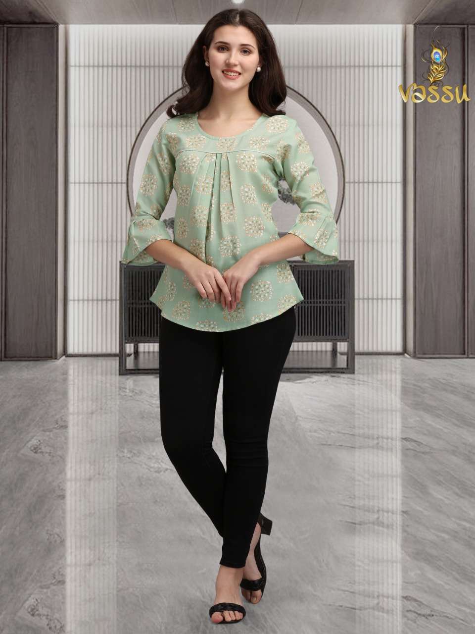 TOP VOL-1 BY VASSU 101 TO 105 SERIES BEAUTIFUL STYLISH FANCY COLORFUL CASUAL WEAR & ETHNIC WEAR COTTON TOPS AT WHOLESALE PRICE