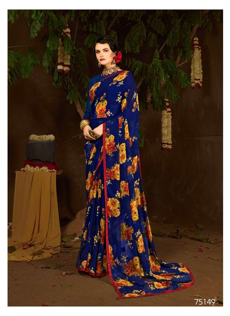 FLAVOURS BY ANTRA 75141 TO 75150 SERIES INDIAN TRADITIONAL WEAR COLLECTION BEAUTIFUL STYLISH FANCY COLORFUL PARTY WEAR & OCCASIONAL WEAR CHIFFON SAREES AT WHOLESALE PRICE