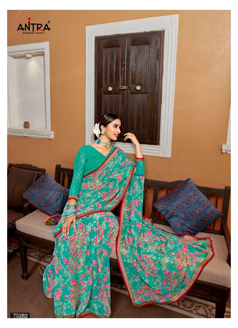 RASHMI BY ANTRA 75281 TO 75290 SERIES INDIAN TRADITIONAL WEAR COLLECTION BEAUTIFUL STYLISH FANCY COLORFUL PARTY WEAR & OCCASIONAL WEAR WEIGHTLESS SAREES AT WHOLESALE PRICE