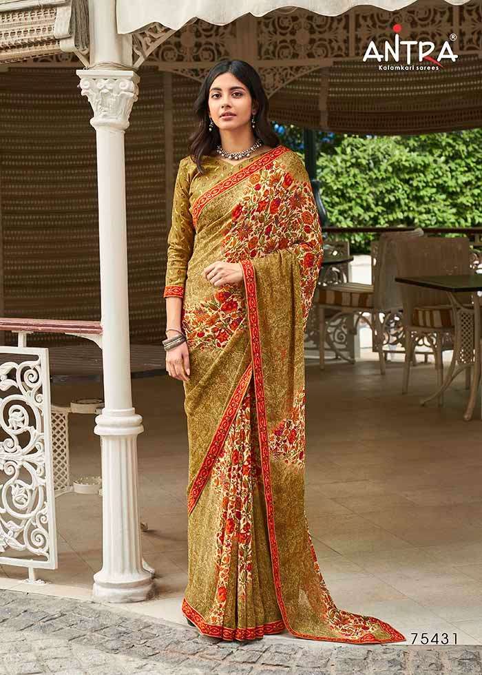 DEVRANI BY ANTRA 75421 TO 75432 SERIES INDIAN TRADITIONAL WEAR COLLECTION BEAUTIFUL STYLISH FANCY COLORFUL PARTY WEAR & OCCASIONAL WEAR WEIGHTLESS SAREES AT WHOLESALE PRICE