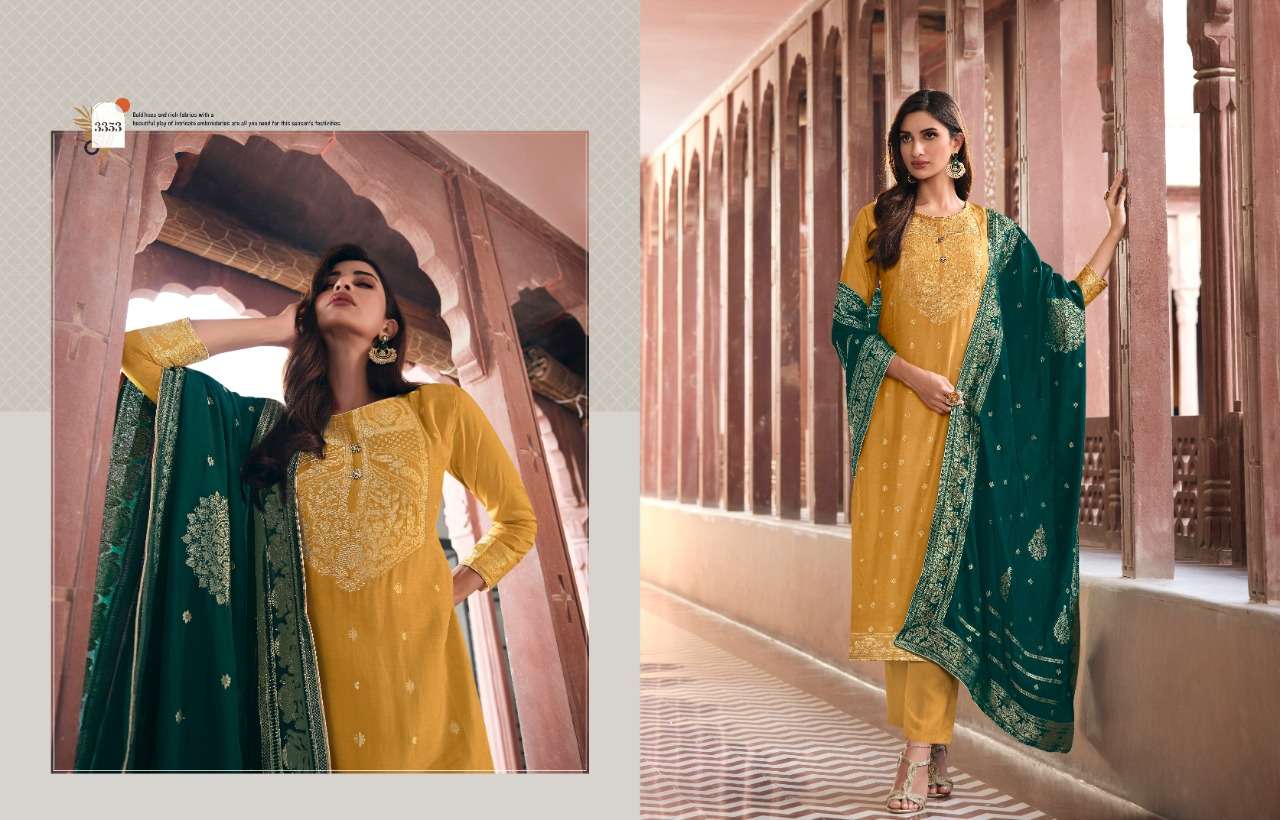 AARYA VOL-2 BY CHARMY 3351 TO 3356 SERIES INDIAN TRADITIONAL WEAR COLLECTION BEAUTIFUL STYLISH FANCY COLORFUL PARTY WEAR & OCCASIONAL WEAR WEAVING SILK JACQUARD DRESSES AT WHOLESALE PRICE