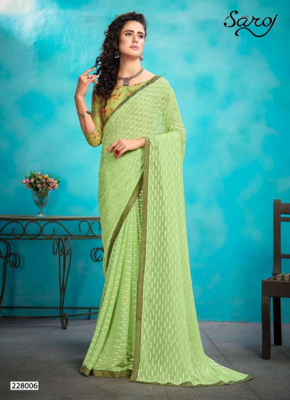 ANJALI BY SAROJ 228001 TO 228006 SERIES INDIAN TRADITIONAL WEAR COLLECTION BEAUTIFUL STYLISH FANCY COLORFUL PARTY WEAR & OCCASIONAL WEAR WEIGHTLESSA GEORGETTE SAREES AT WHOLESALE PRICE