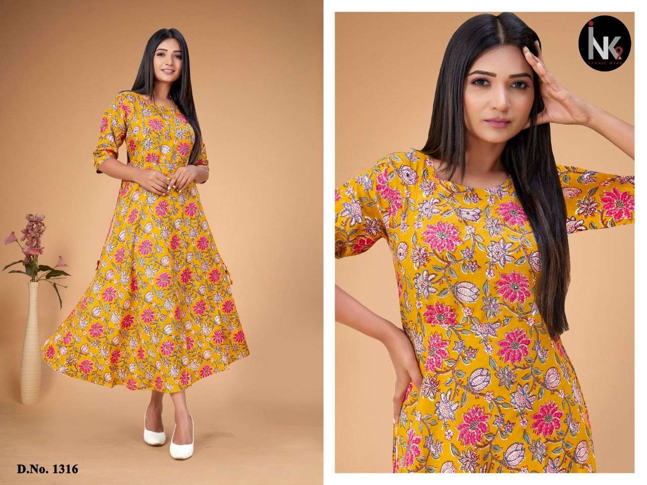 SLUB GOWN VOL-1 BY INK 9 BEAUTIFUL STYLISH FANCY COLORFUL CASUAL WEAR & ETHNIC WEAR FANCY GOWNS AT WHOLESALE PRICE